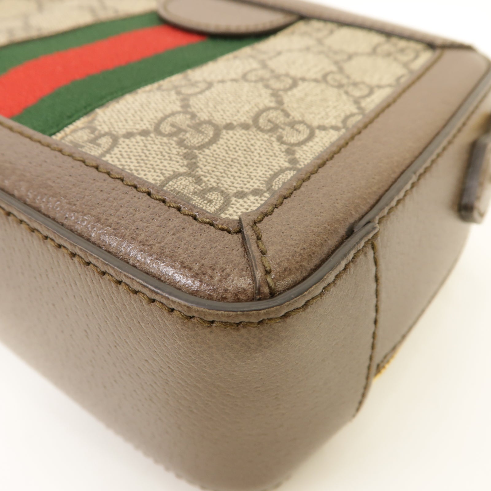 GUCCI 塗層帆布Ophidia GG Mini金扣肩背袋棕色