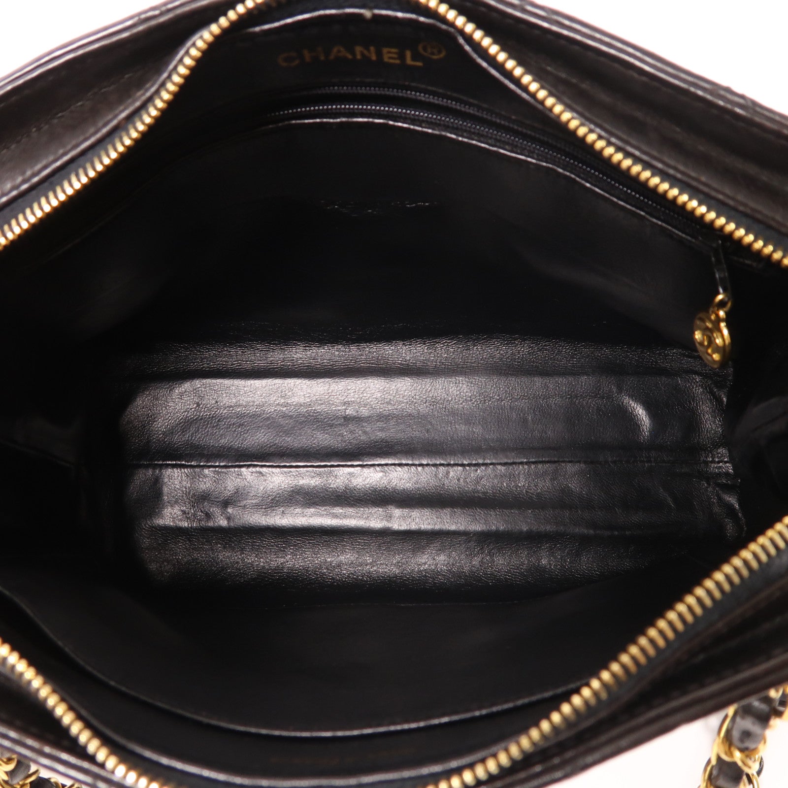 CHANEL 羊皮皮革Vintage Chain Shoulder金扣鏈帶肩背袋