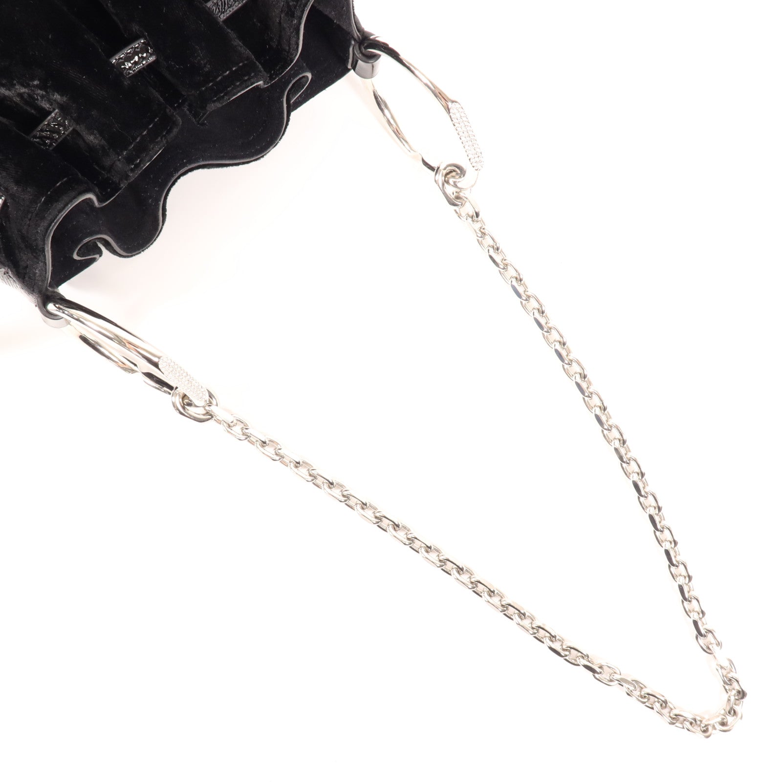 GIVENCHY 天鵝絨/牛皮皮革Shoulder Bag銀扣手挽肩背兩用袋