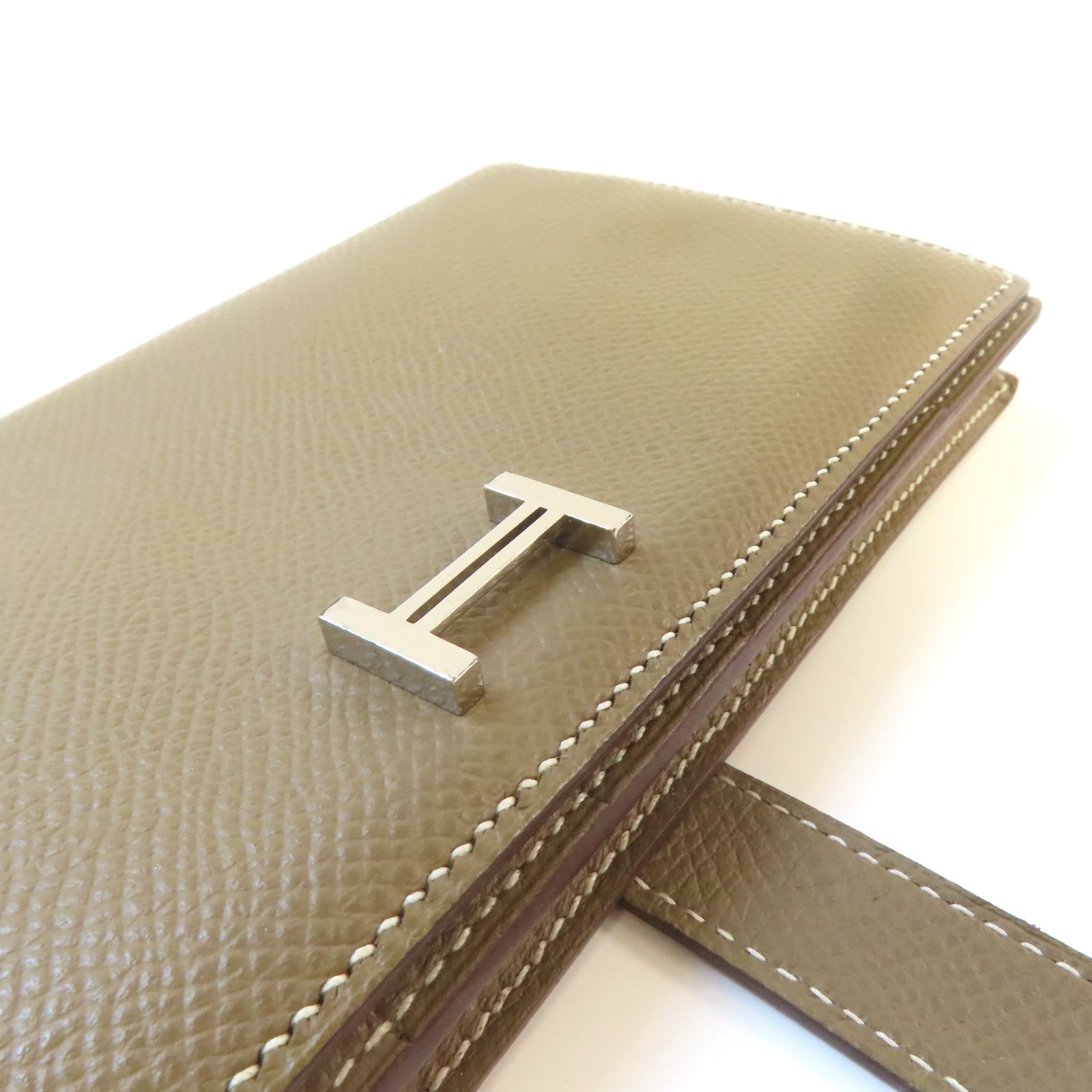 HERMES Epsom皮革Bearn Long Wallet銀扣長錢包啡色