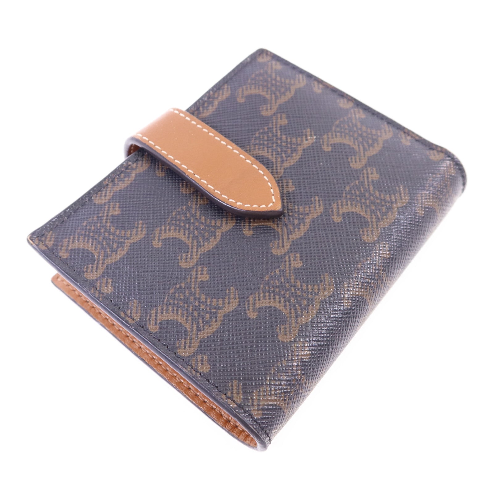 CELINE 塗層帆布/牛皮皮革Wallet金扣錢包
