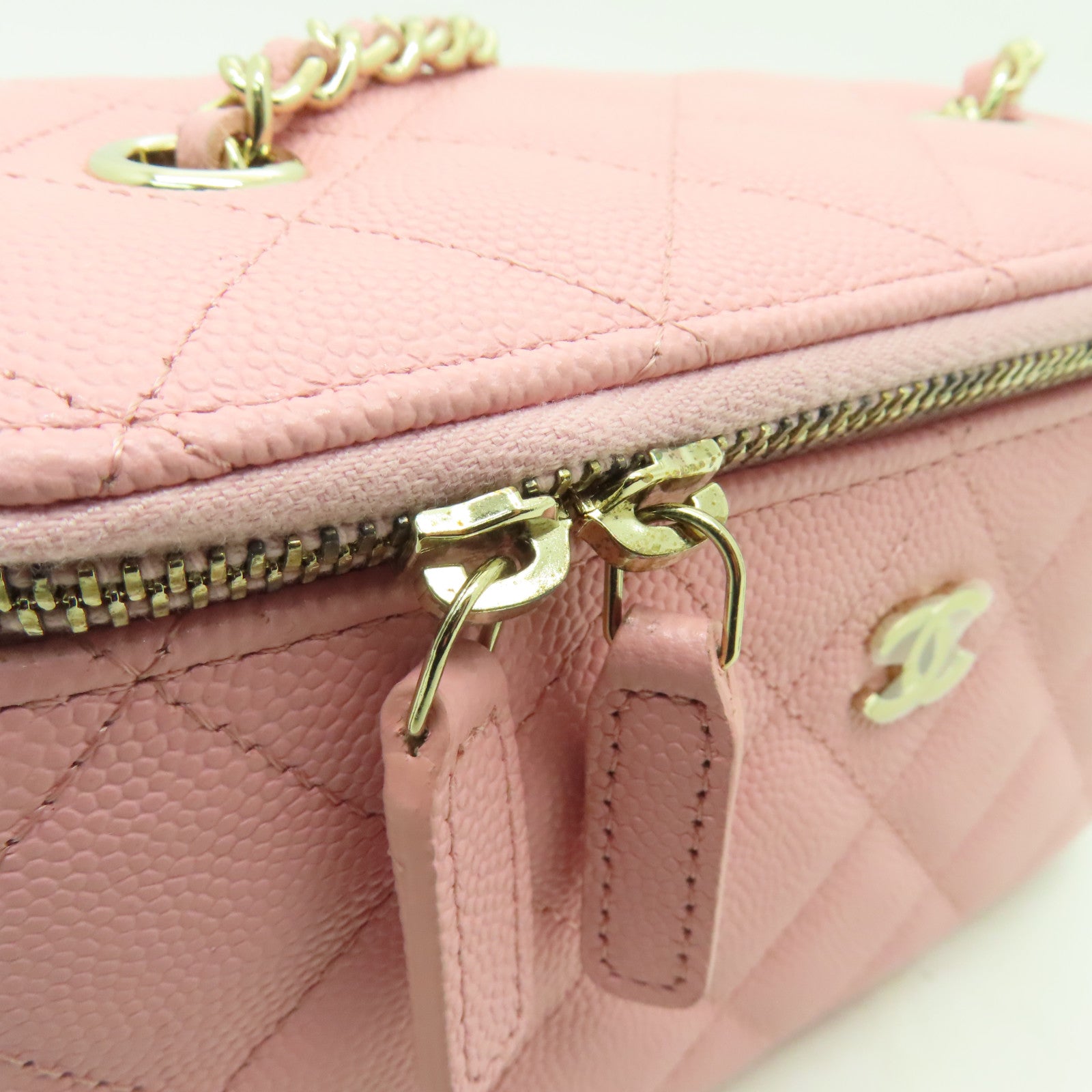 CHANEL 【激減優惠】菱格Caviar皮革Chain Shoulder Bag金扣鏈帶肩背袋粉紅色