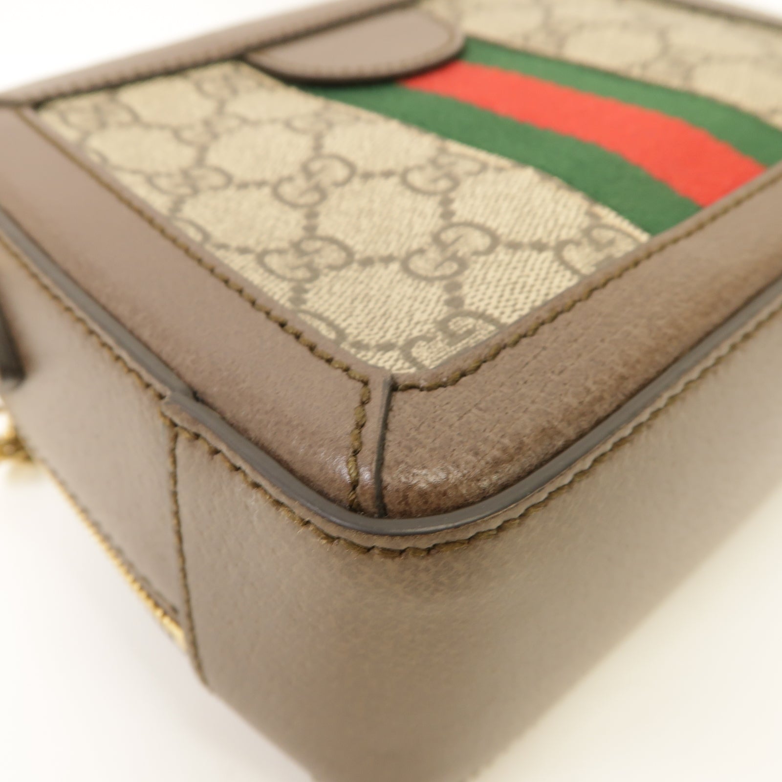 GUCCI 塗層帆布Ophidia GG Mini金扣肩背袋棕色