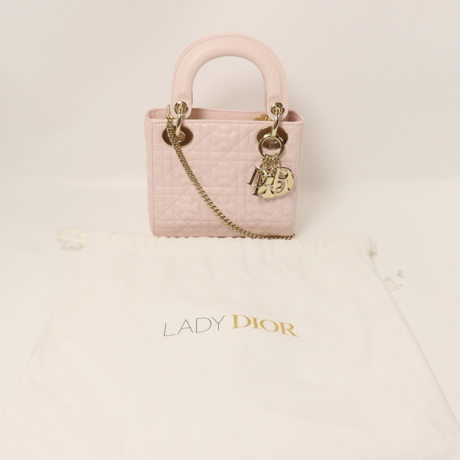 Dior 羊皮皮革Lady Dior Mini鏈帶手挽肩背兩用袋