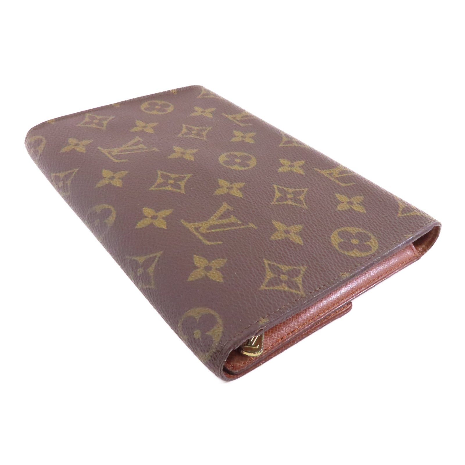 LOUIS VUITTON Monogram Pochette Passport金扣長錢包啡色