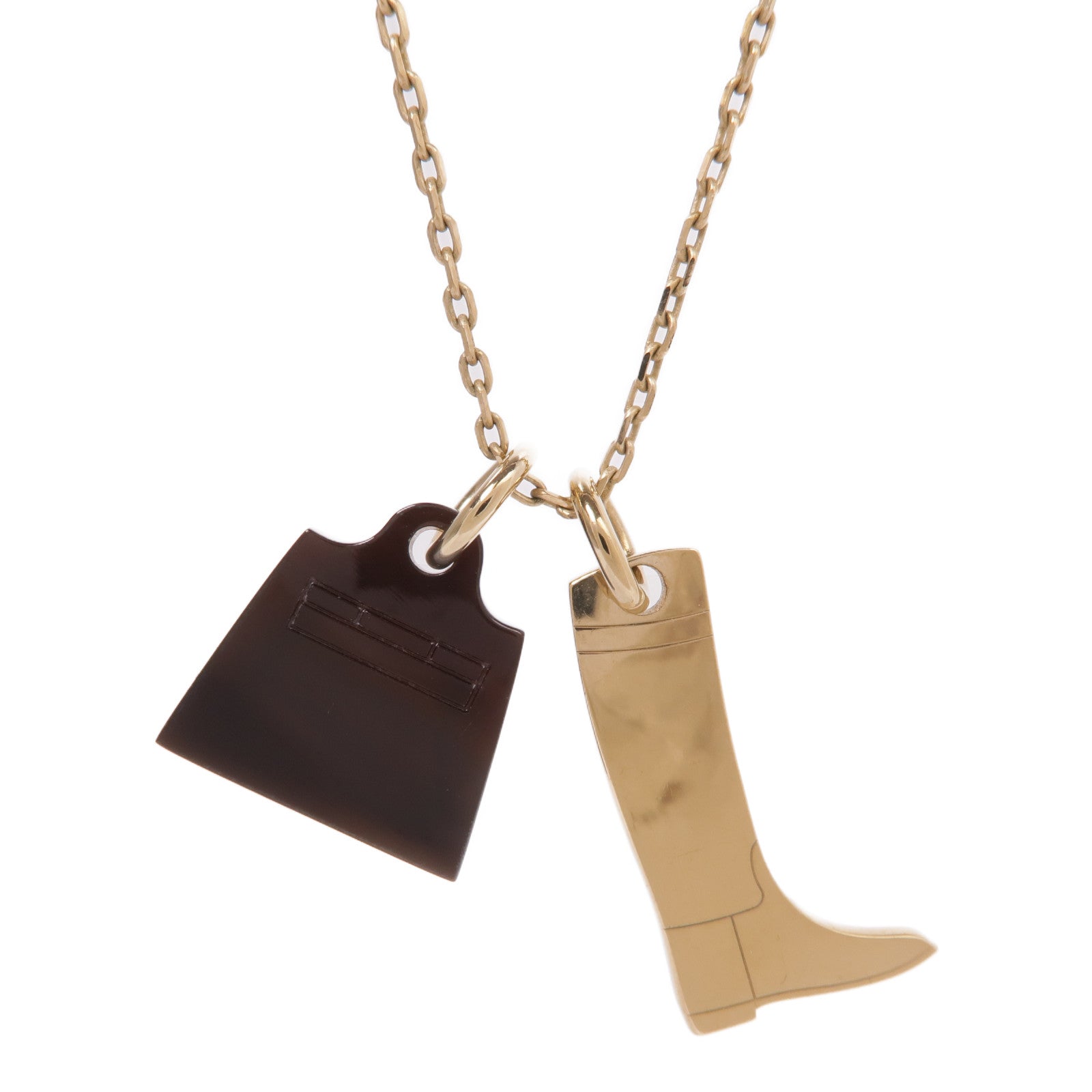 HERMES 金屬/水牛角Amulette Maroquinier Pendant項鍊