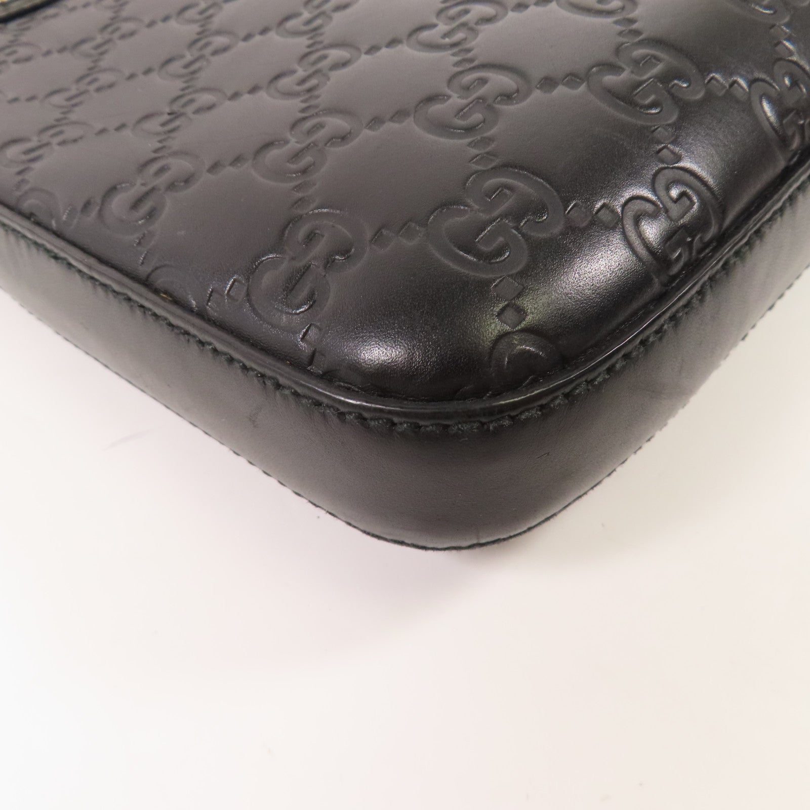 GUCCI GG SHW Shoulder Bag Calfskin Leather 406408 Black