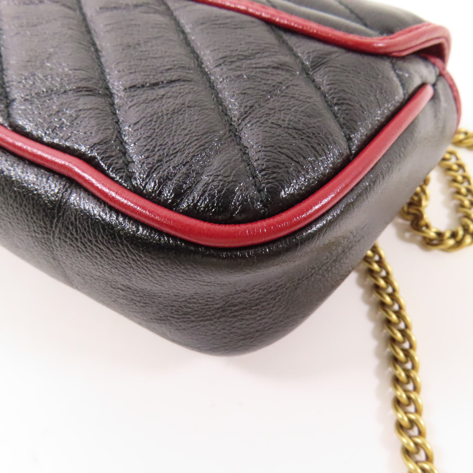 GUCCI 牛皮皮革Shoulder Bag金扣鏈帶肩背袋