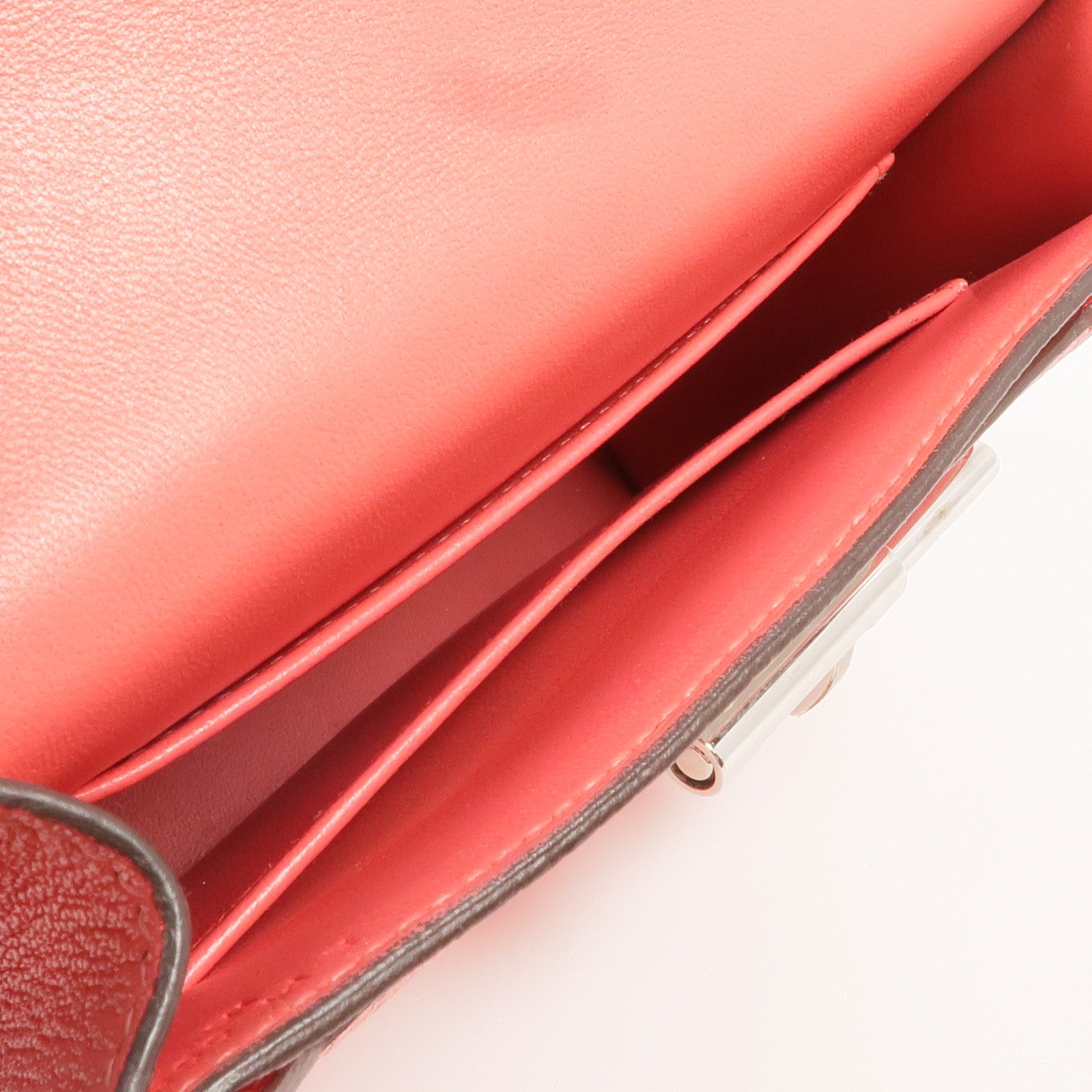 HERMES Chevre皮革Verrou Mini銀扣鏈帶肩背袋Rose Lipstick