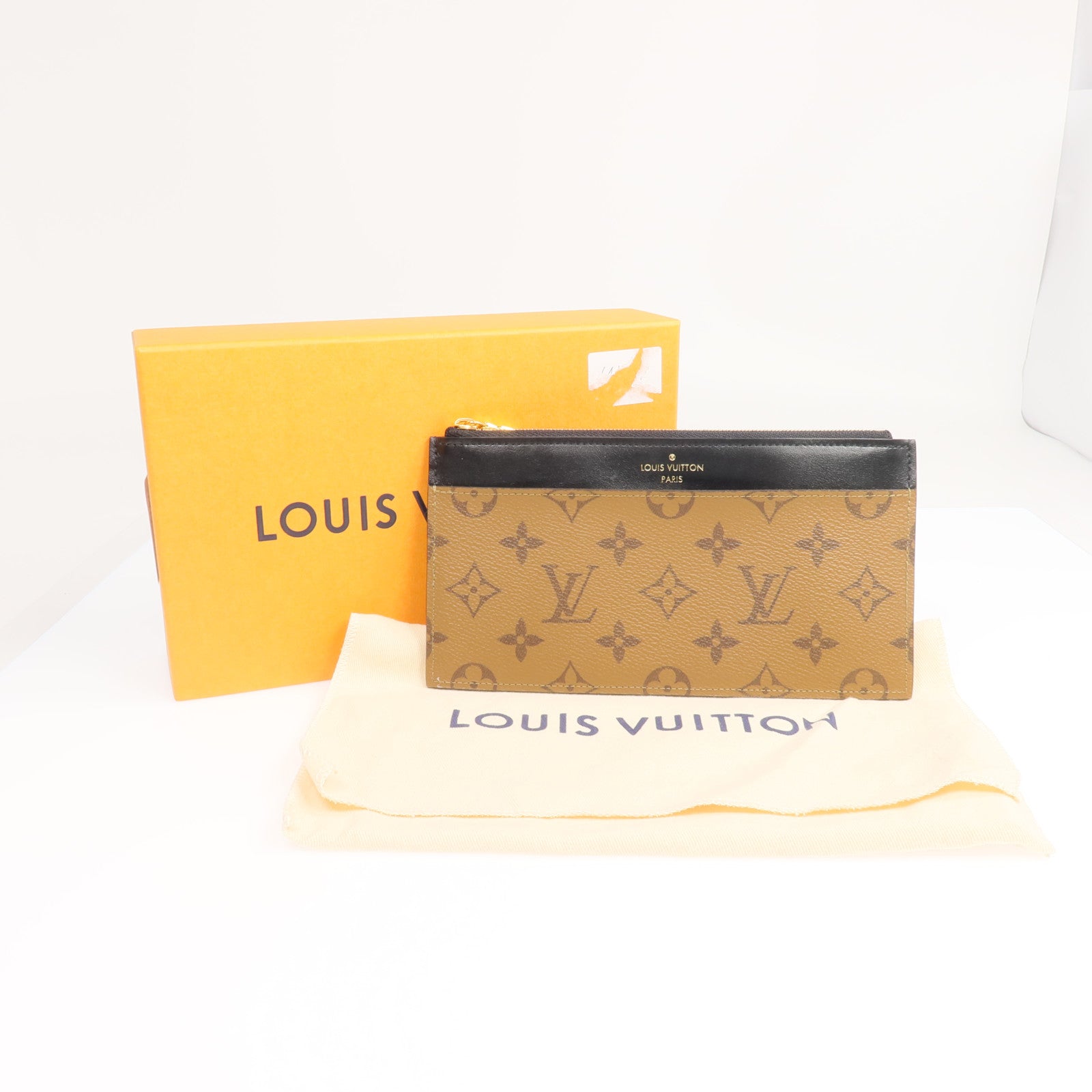 LOUIS VUITTON Monogram Reverse Slim Purse金扣長錢包