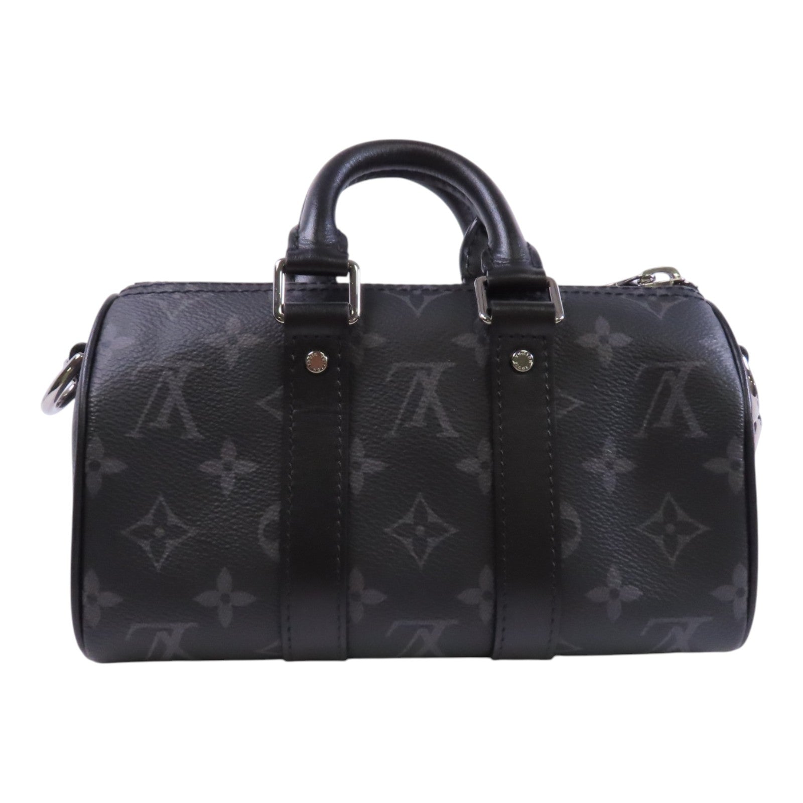 LOUIS VUITTON Monogram Eclipse Keepall XS銀扣手挽肩背兩用袋