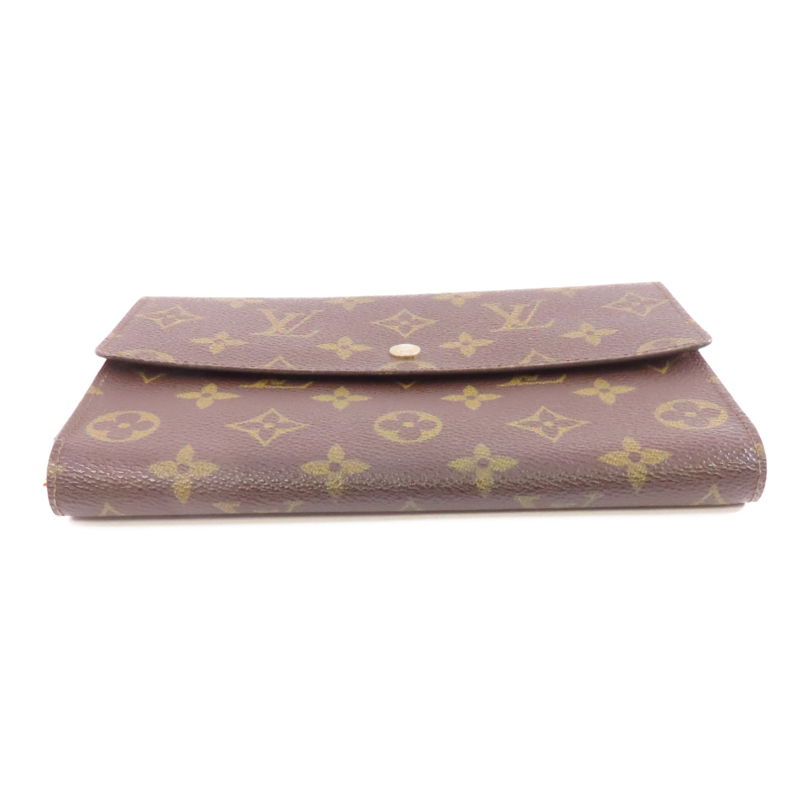 LOUIS VUITTON Monogram Pochette Passport金扣長錢包啡色