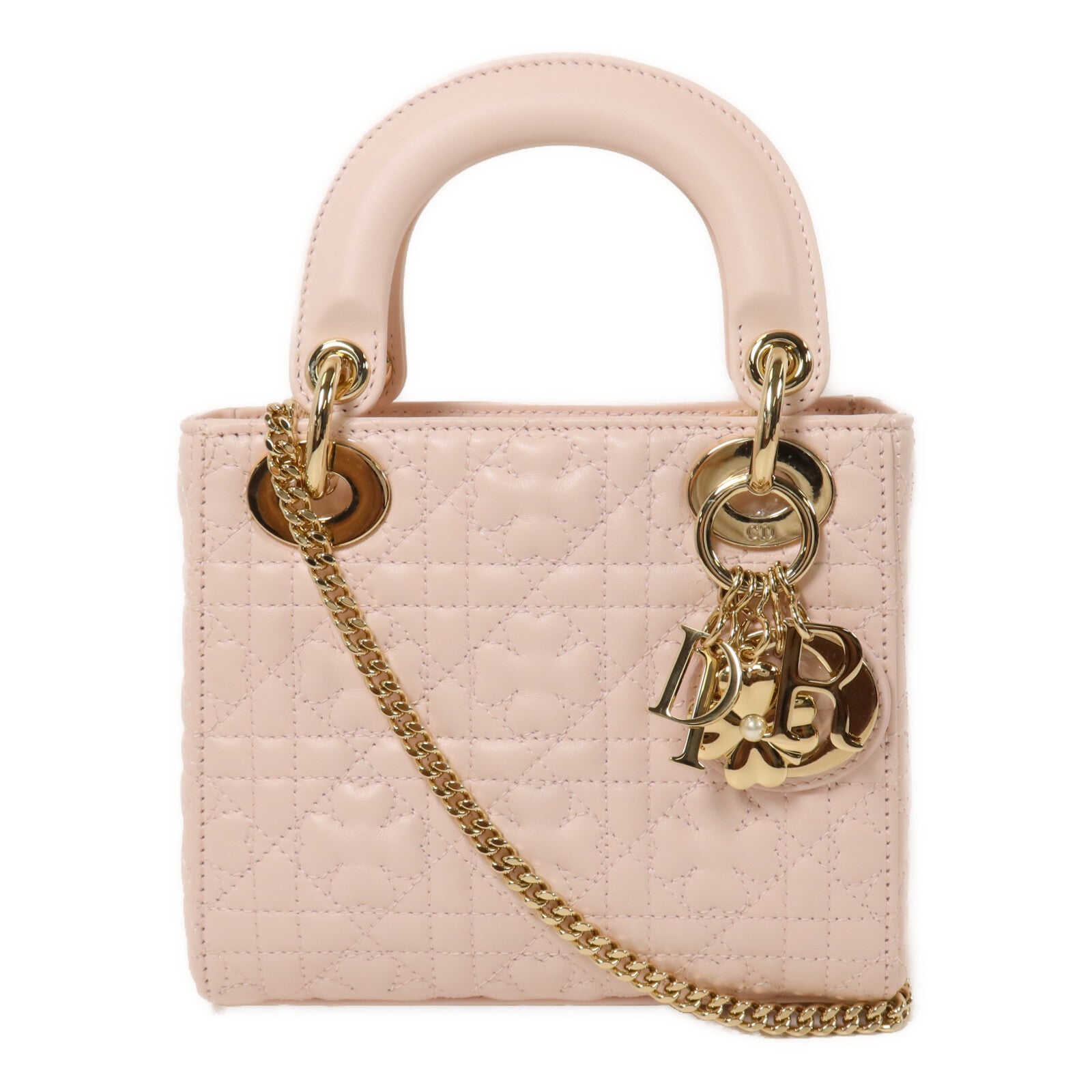 Dior 羊皮皮革Lady Dior Mini鏈帶手挽肩背兩用袋