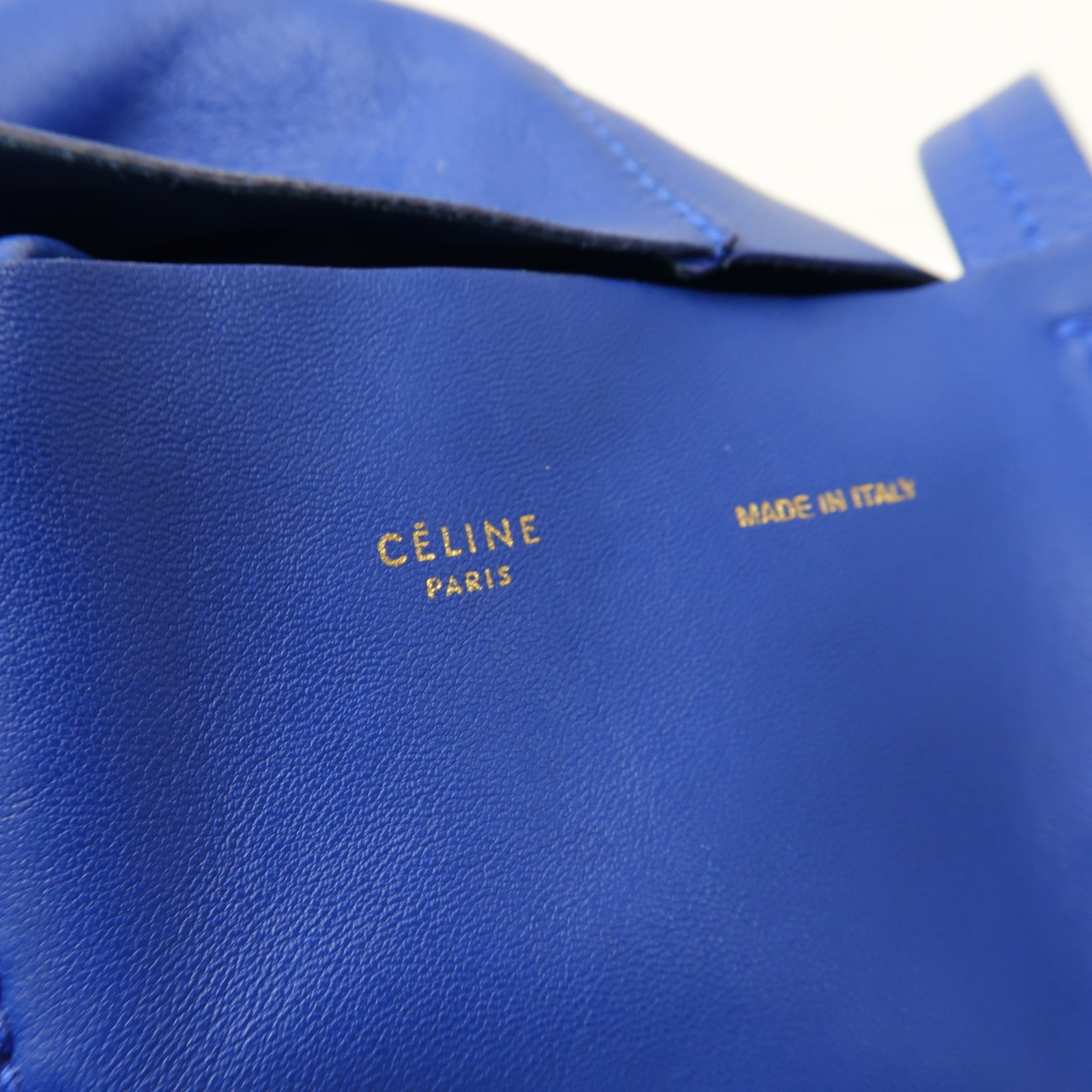 CELINE 羊皮皮革Cabas手挽袋藍色/棕色