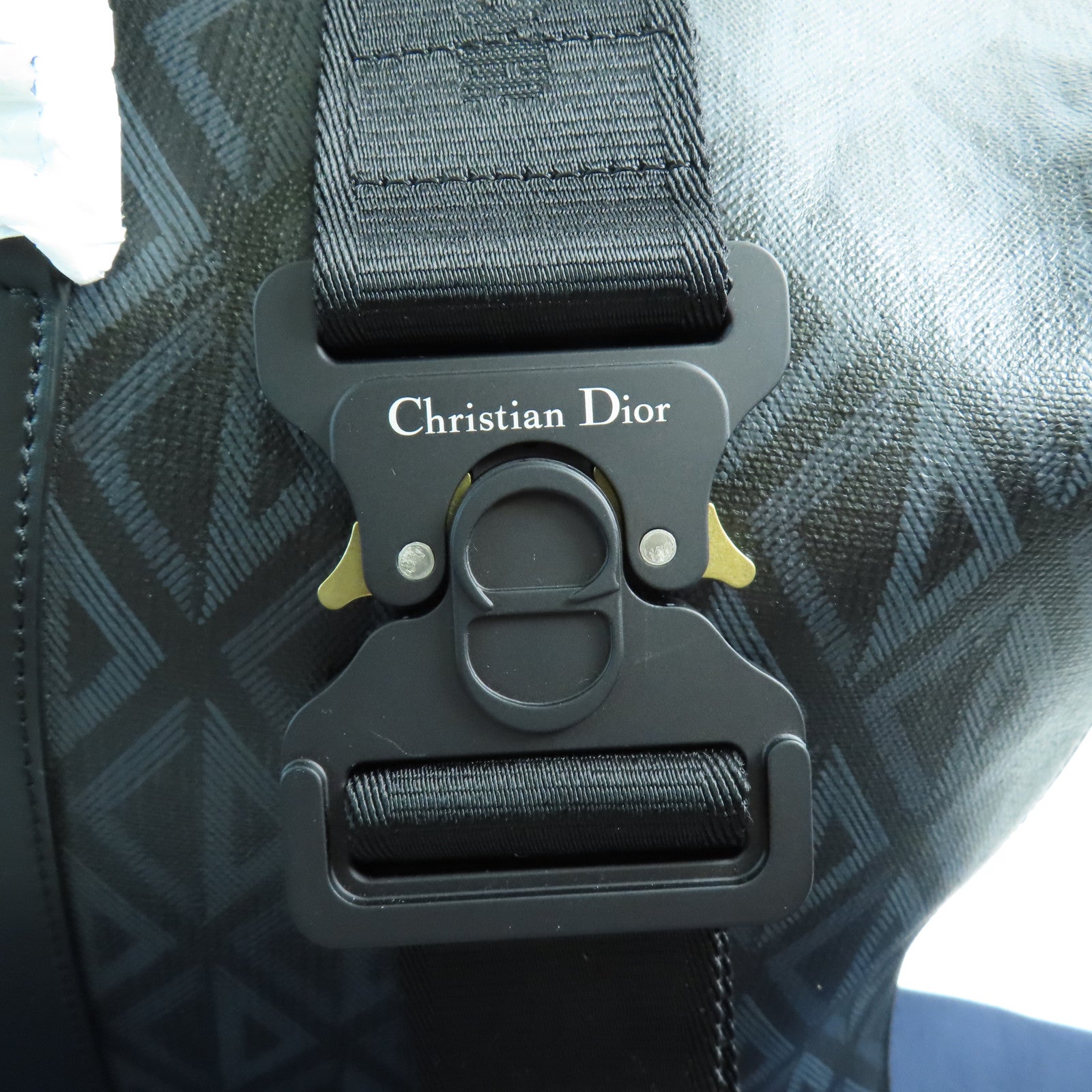 Dior CD Lingot 50 2 Way Shoulder Boston Bag Coated Canvas Black