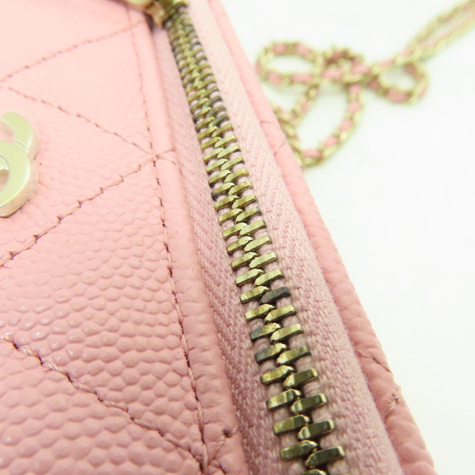CHANEL 【激減優惠】菱格Caviar皮革Chain Shoulder Bag金扣鏈帶肩背袋粉紅色