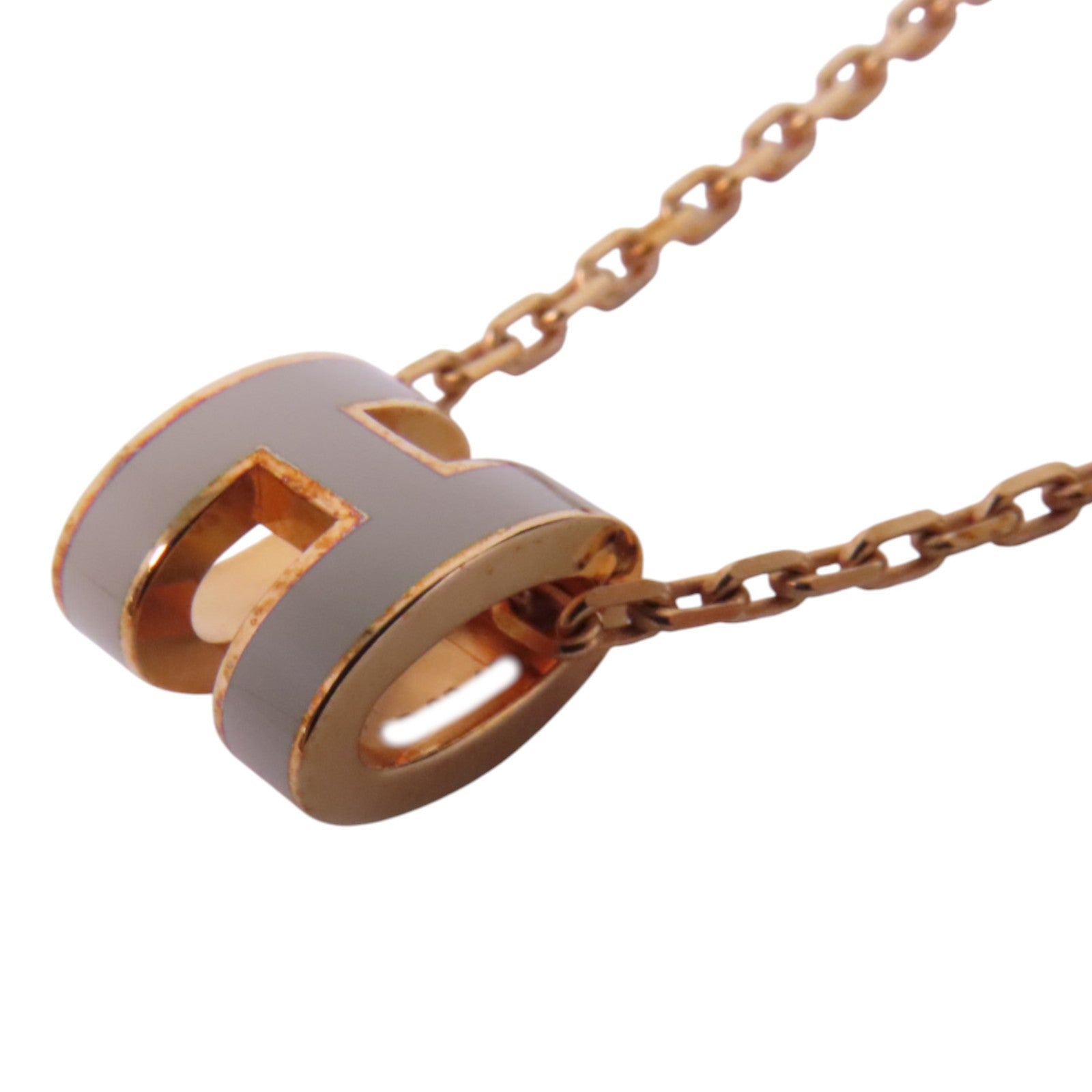 HERMES 金屬/琺瑯Mini Pop-H Necklace金扣項鏈