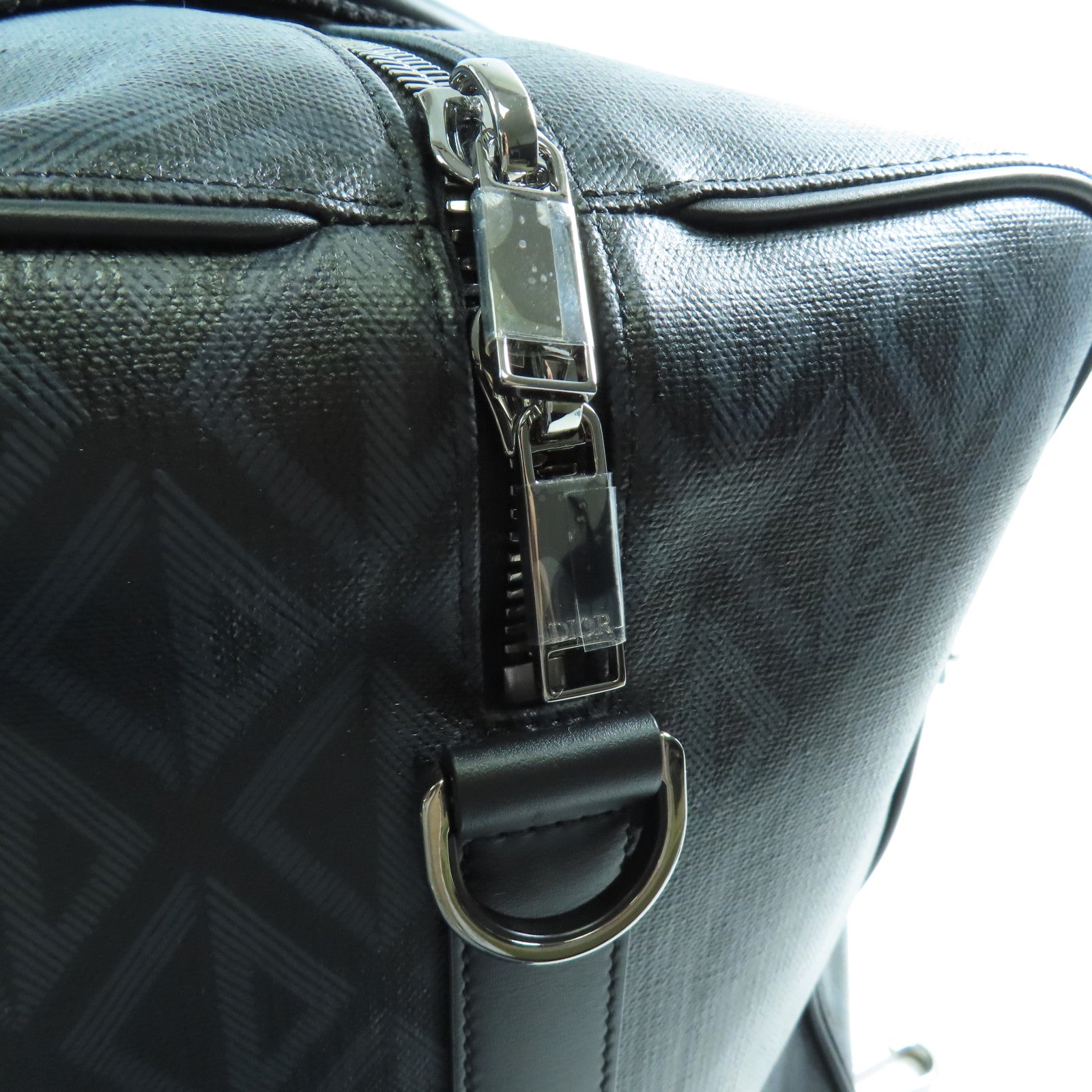 Dior CD Lingot 50 2 Way Shoulder Boston Bag Coated Canvas Black