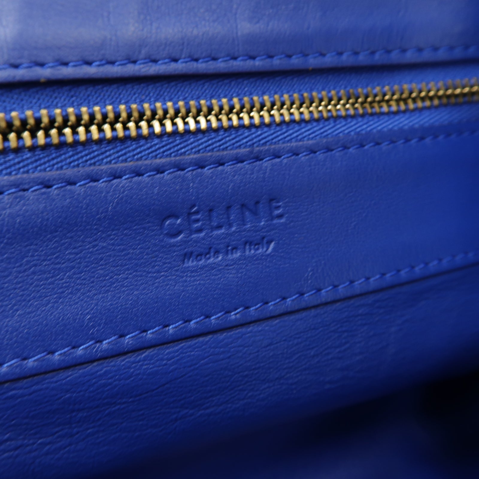 CELINE 羊皮皮革Cabas手挽袋藍色/棕色