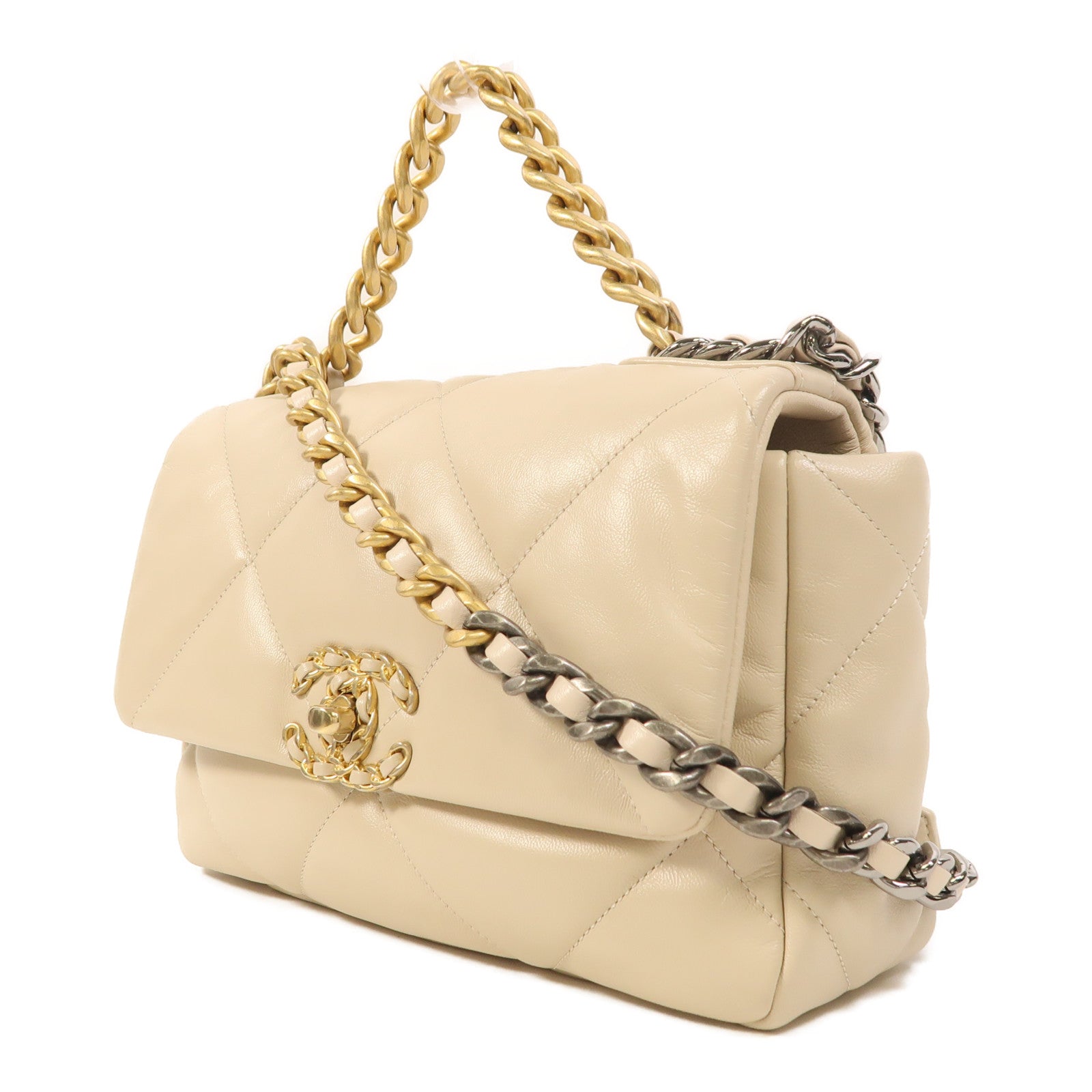 CHANEL 羊皮皮革C19 Small手挽肩背兩用袋