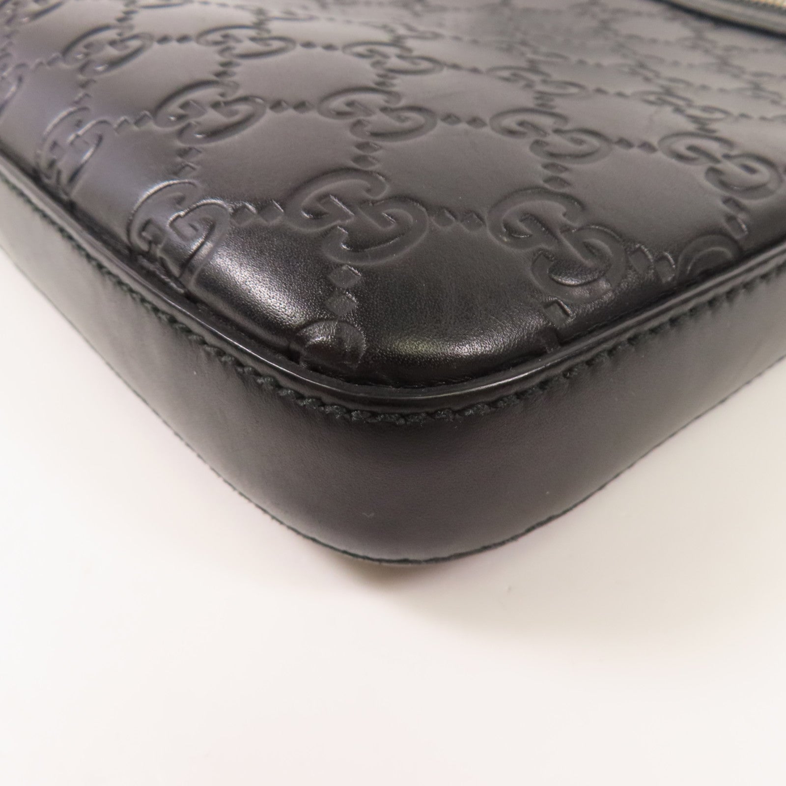 GUCCI GG SHW Shoulder Bag Calfskin Leather 406408 Black