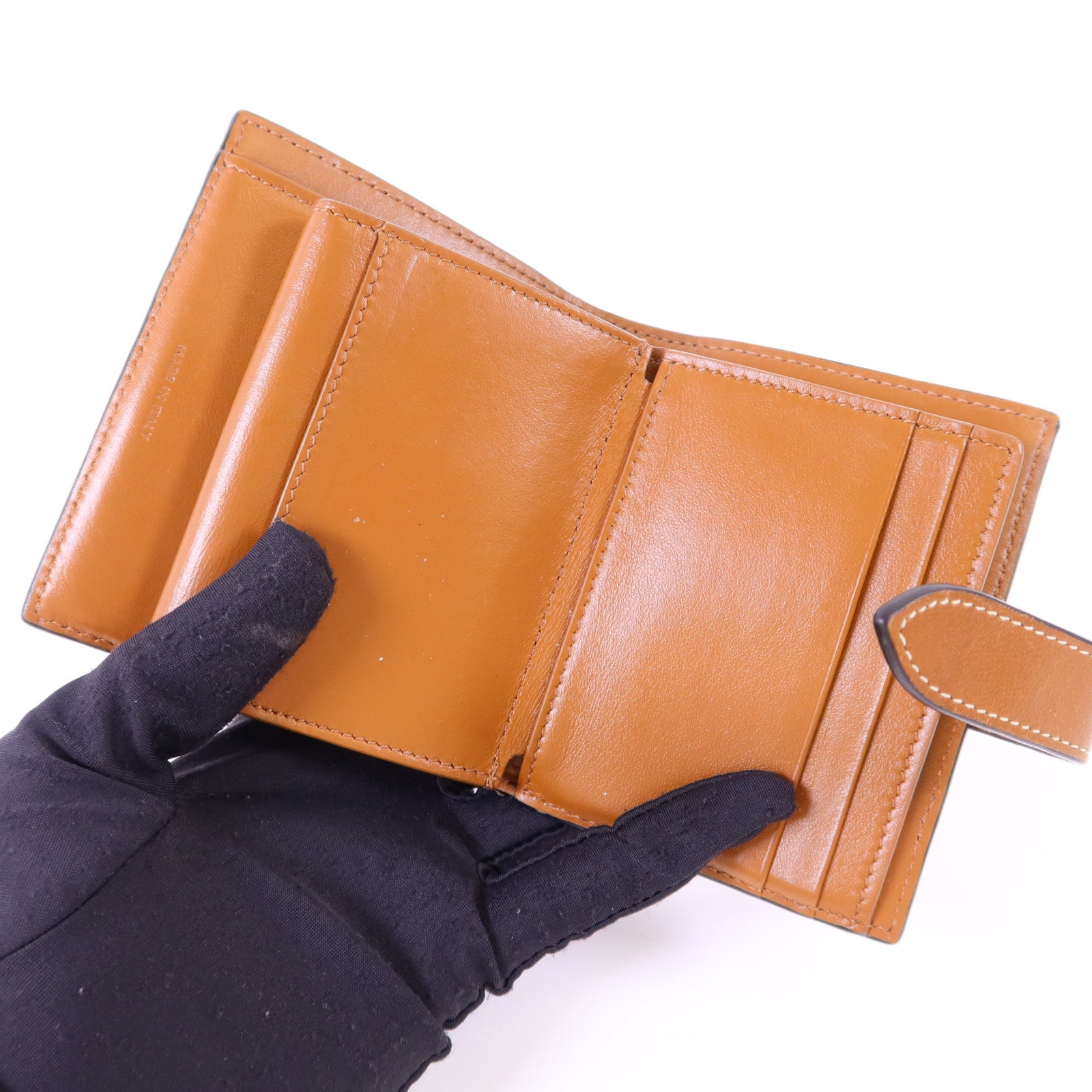 CELINE 塗層帆布/牛皮皮革Wallet金扣錢包