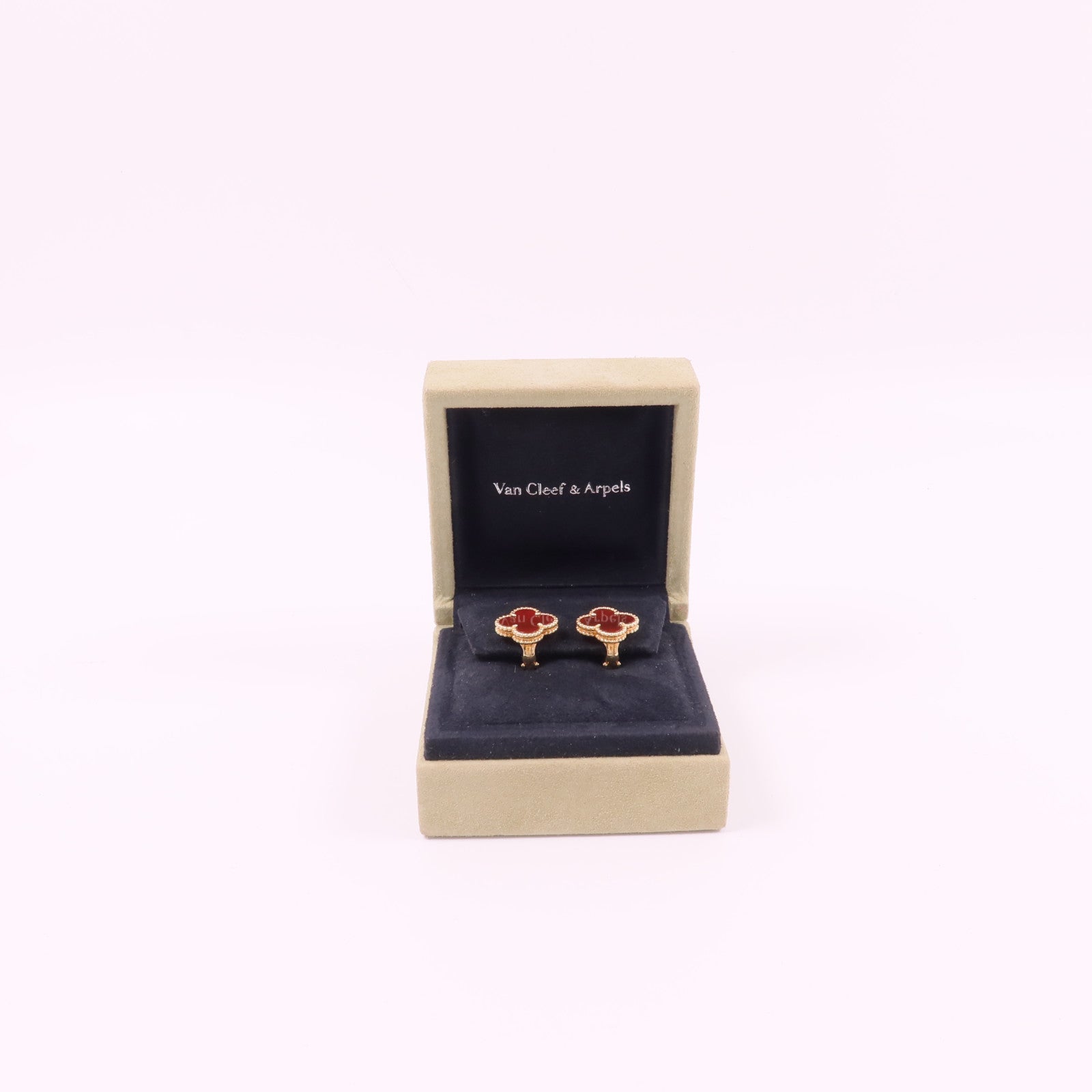 Van Cleef & Arpels 18K黃金Vintage Alhambra Earrings紅玉髓耳環