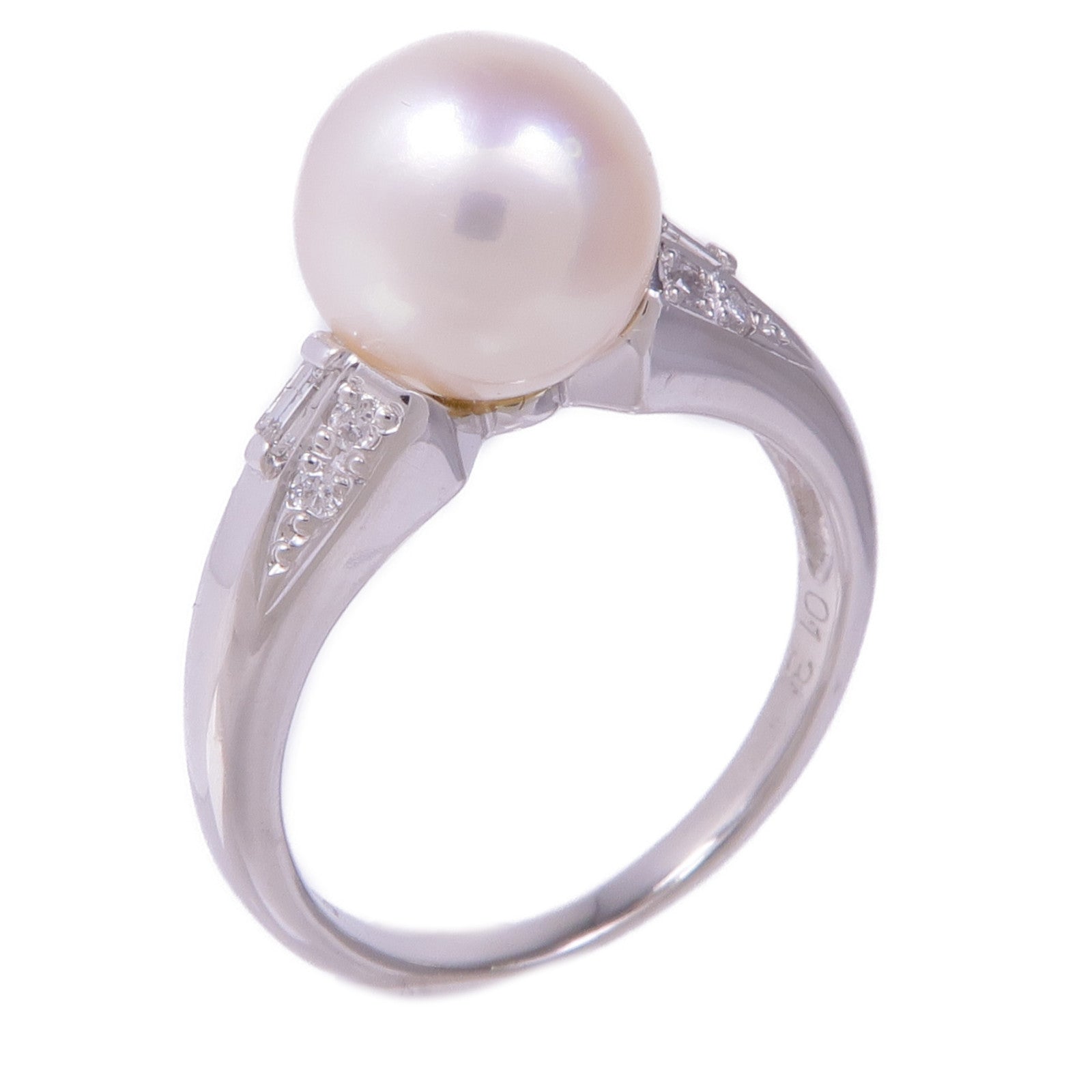 JEWELRY PT900鉑金Pearl Diamond Ring珍珠/鑽石戒指US#6.25