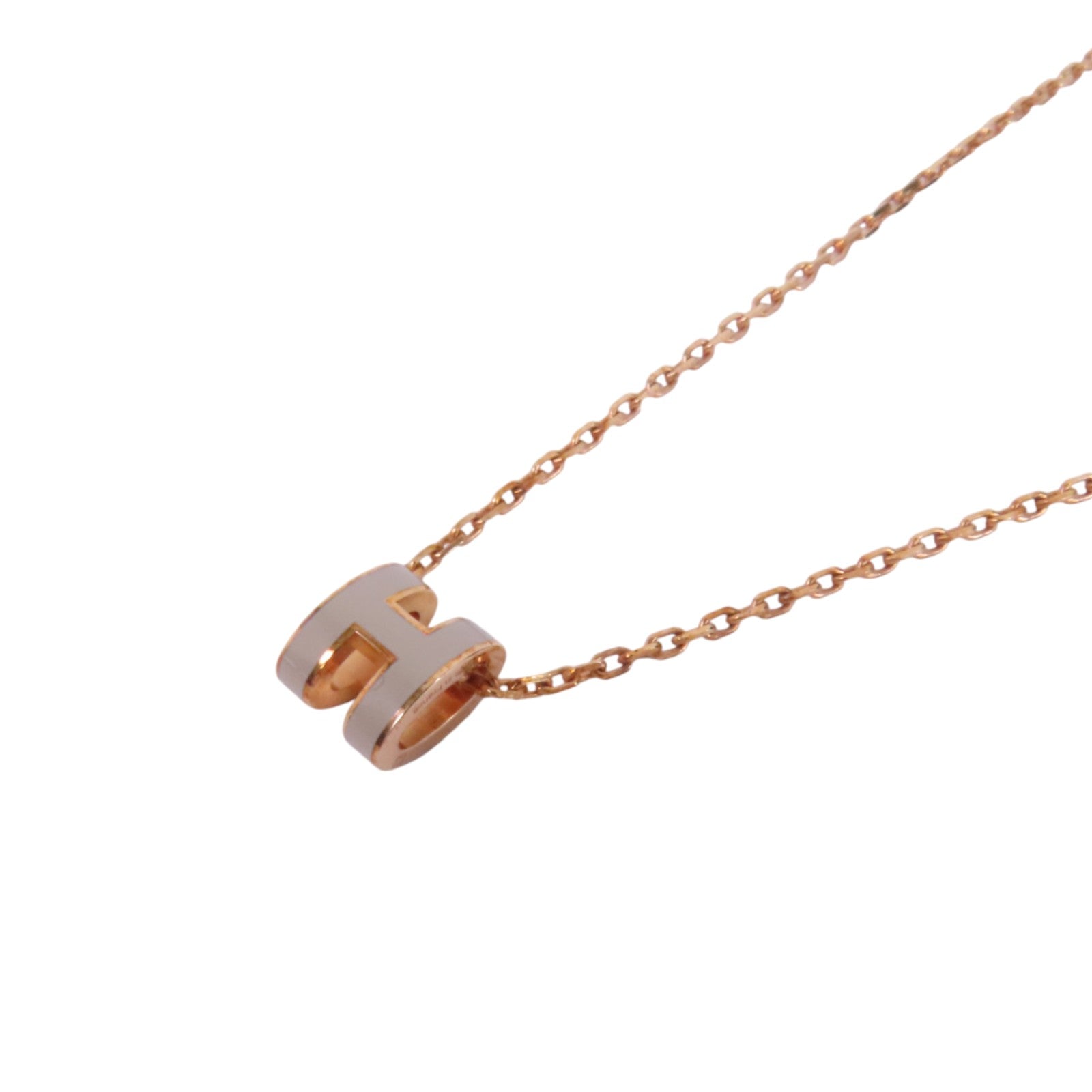HERMES 金屬/琺瑯Mini Pop-H Necklace金扣項鏈