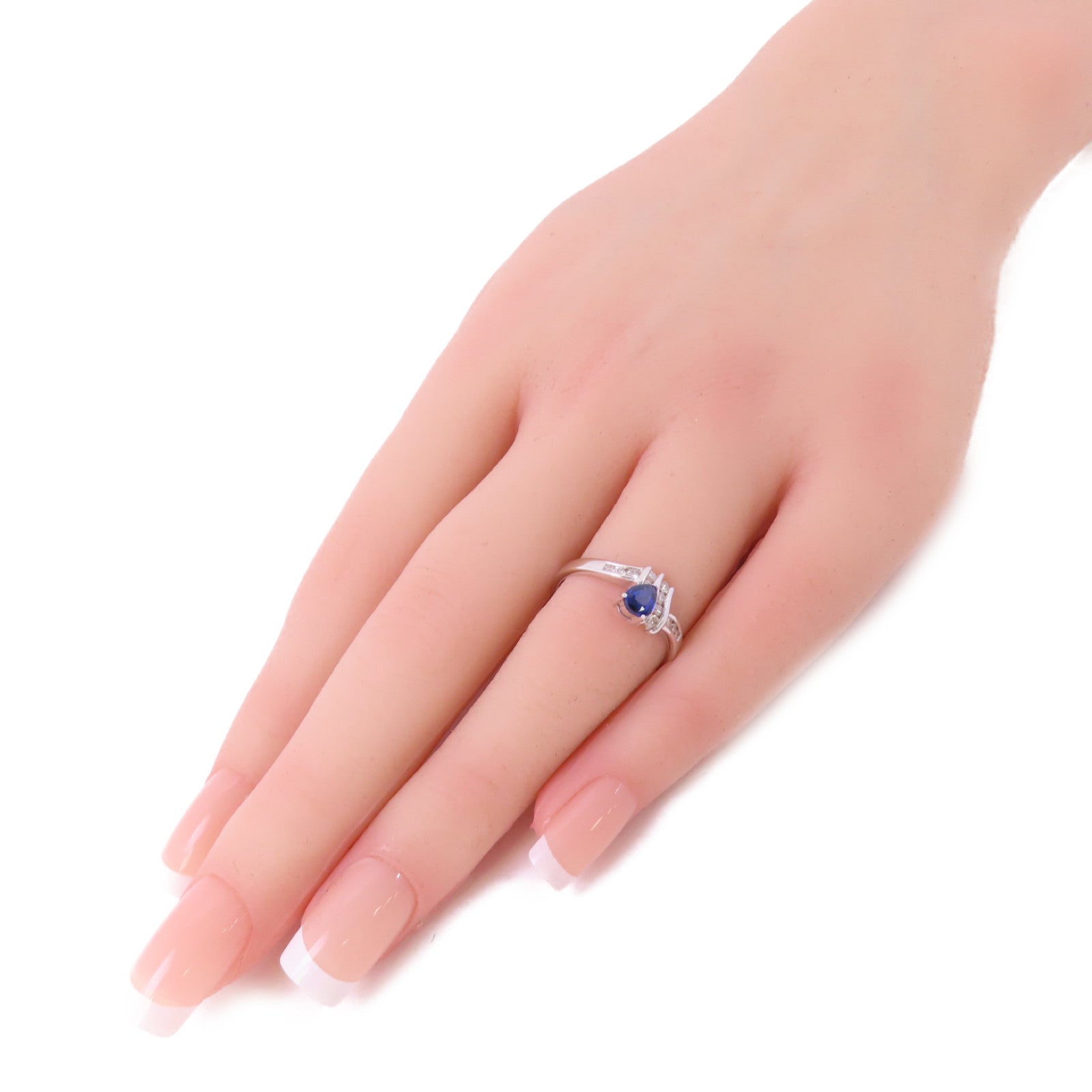 JEWELRY 【激減優惠】18K白金/0.38ct藍寶石/0.18ct鑽石Sapphire Diamond Ring戒指US#6.5