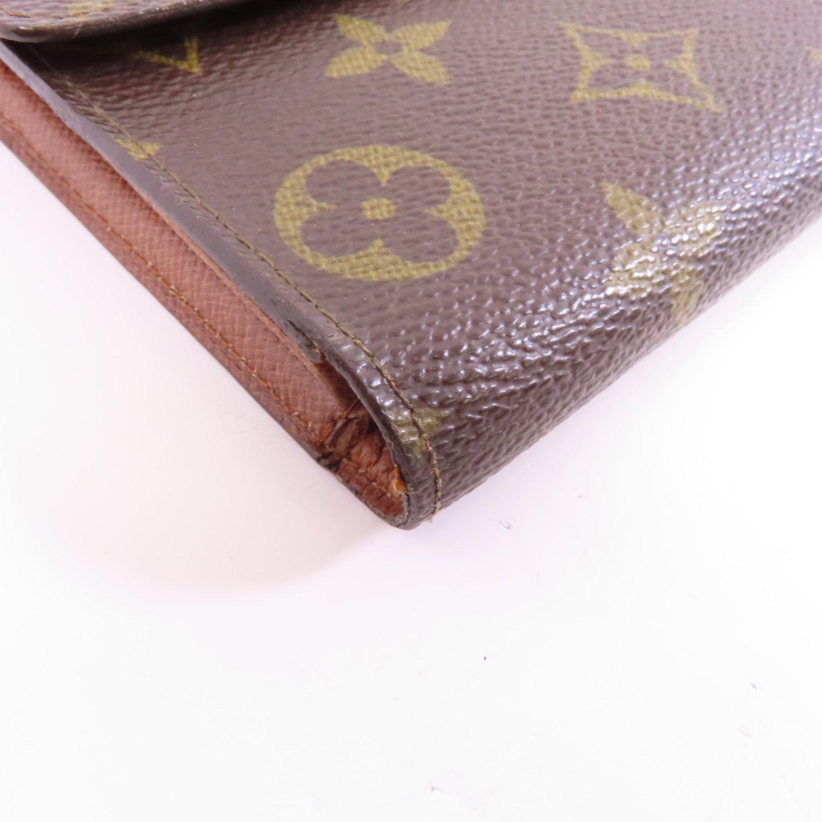 LOUIS VUITTON Monogram Pochette Passport金扣長錢包啡色