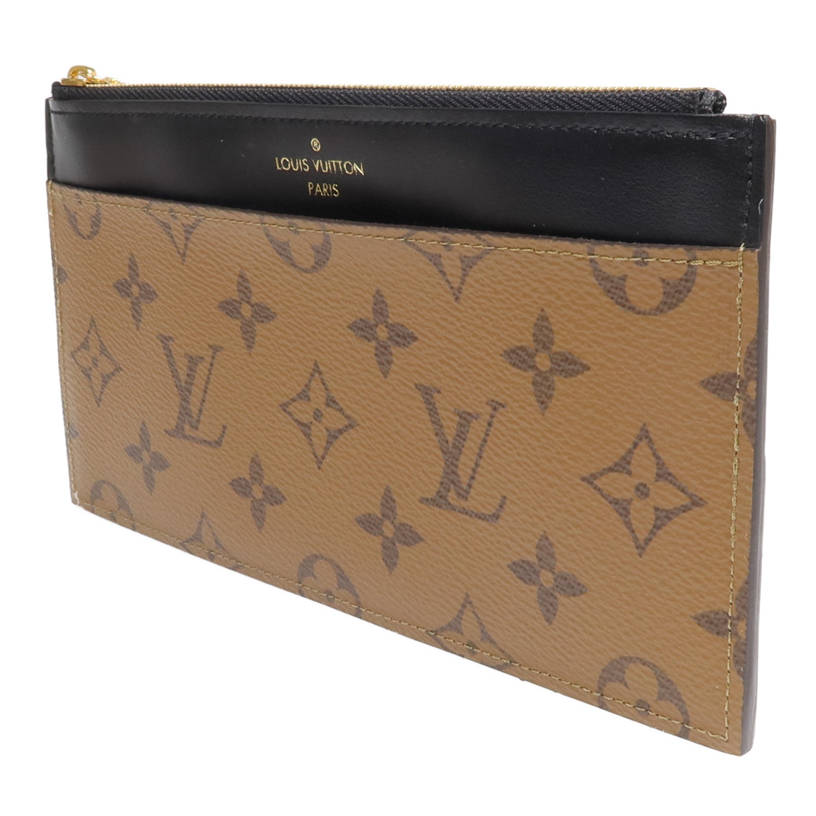 LOUIS VUITTON Monogram Reverse Slim Purse金扣長錢包