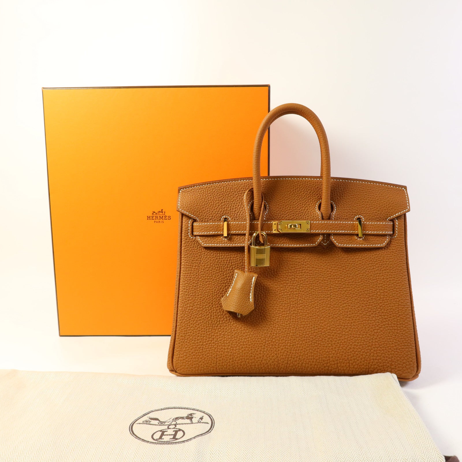 HERMES Togo皮革Birkin 25金扣手挽袋Gold