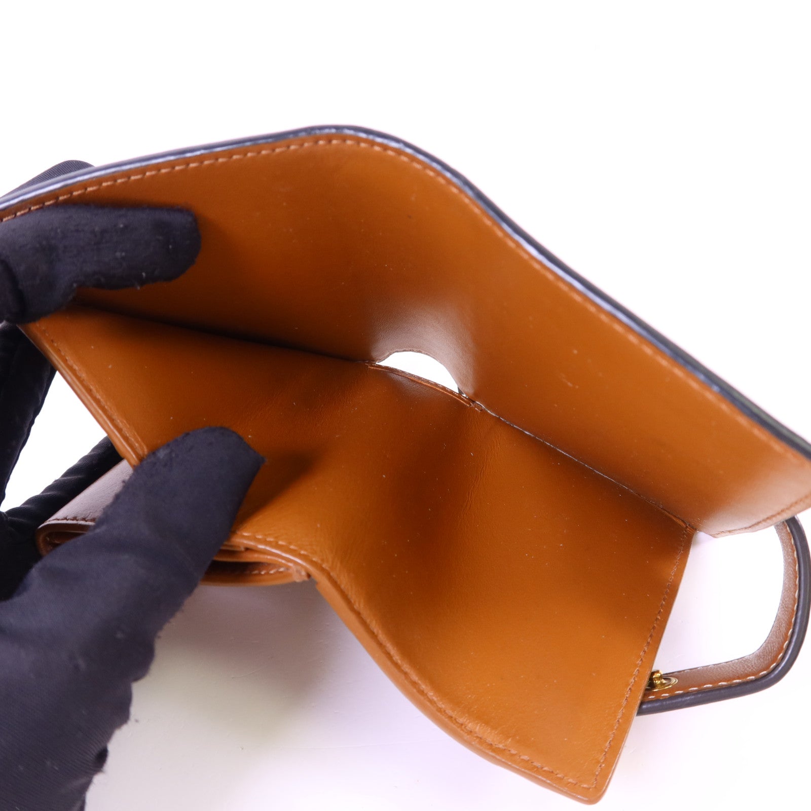 CELINE 塗層帆布/牛皮皮革Wallet金扣錢包