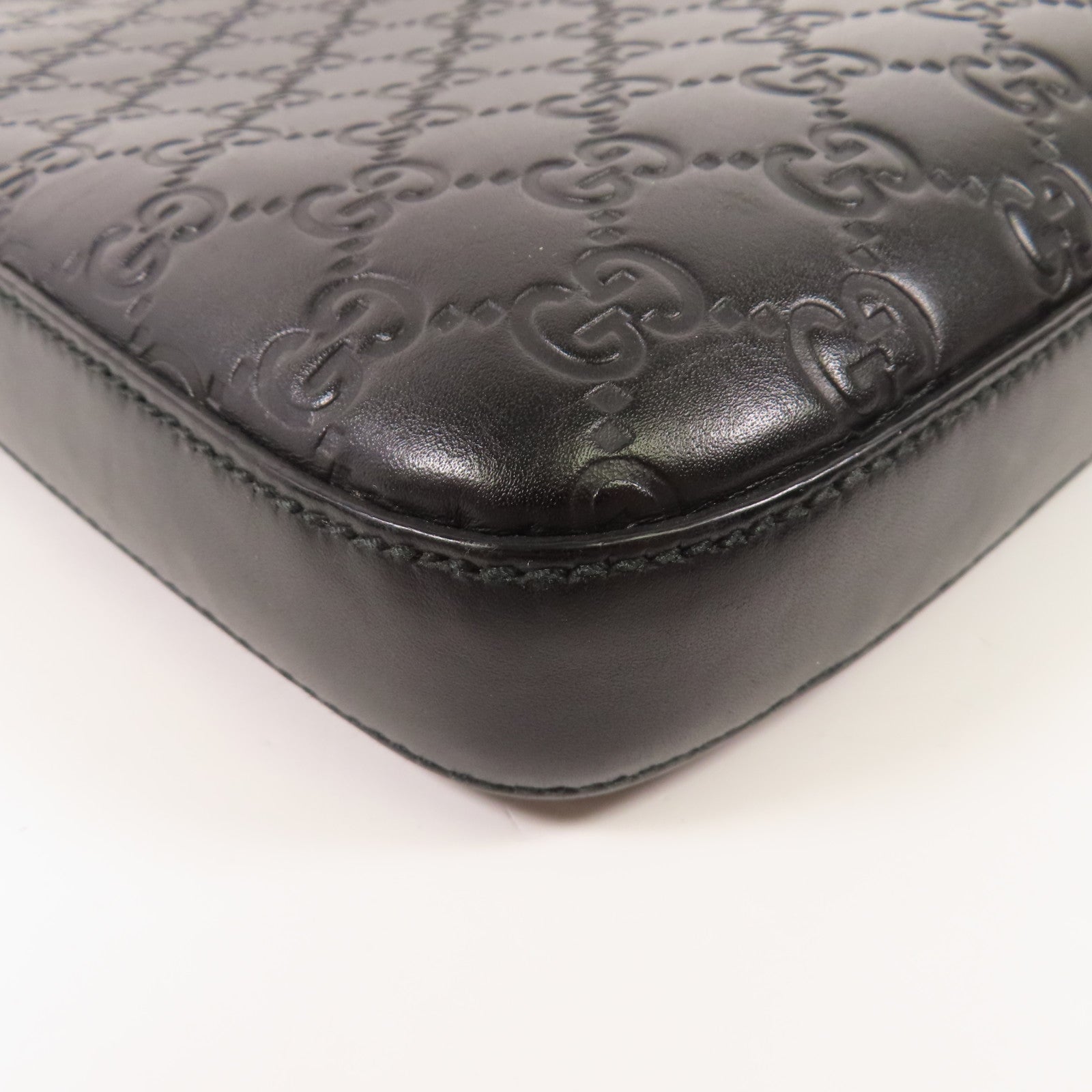 GUCCI GG SHW Shoulder Bag Calfskin Leather 406408 Black