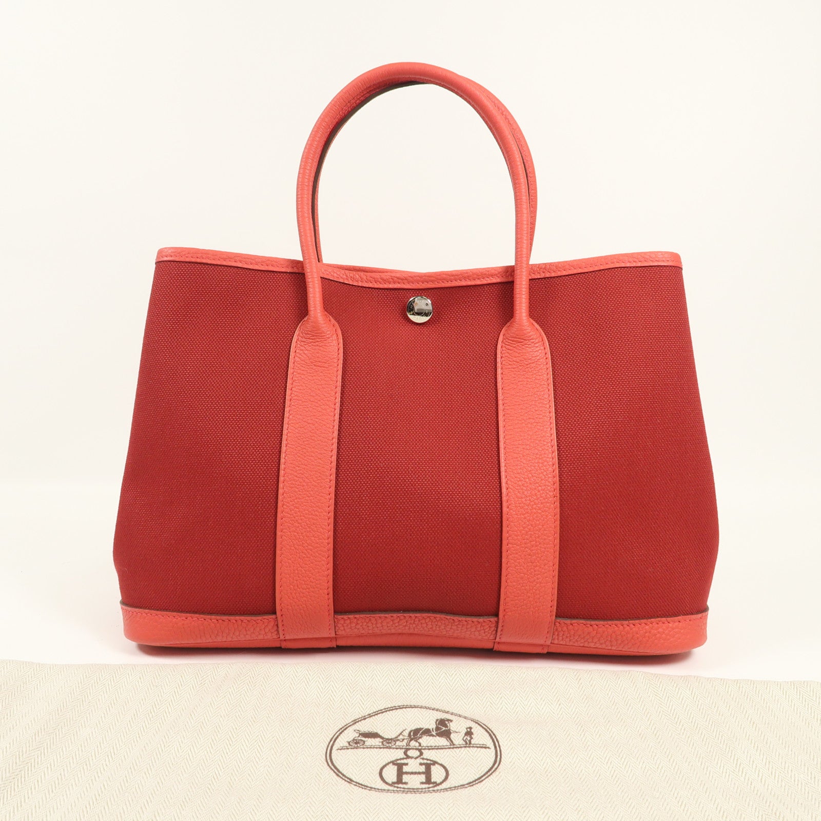 HERMES PHW Garden Party TPM Tote Bag Canvas Bougainvillea
