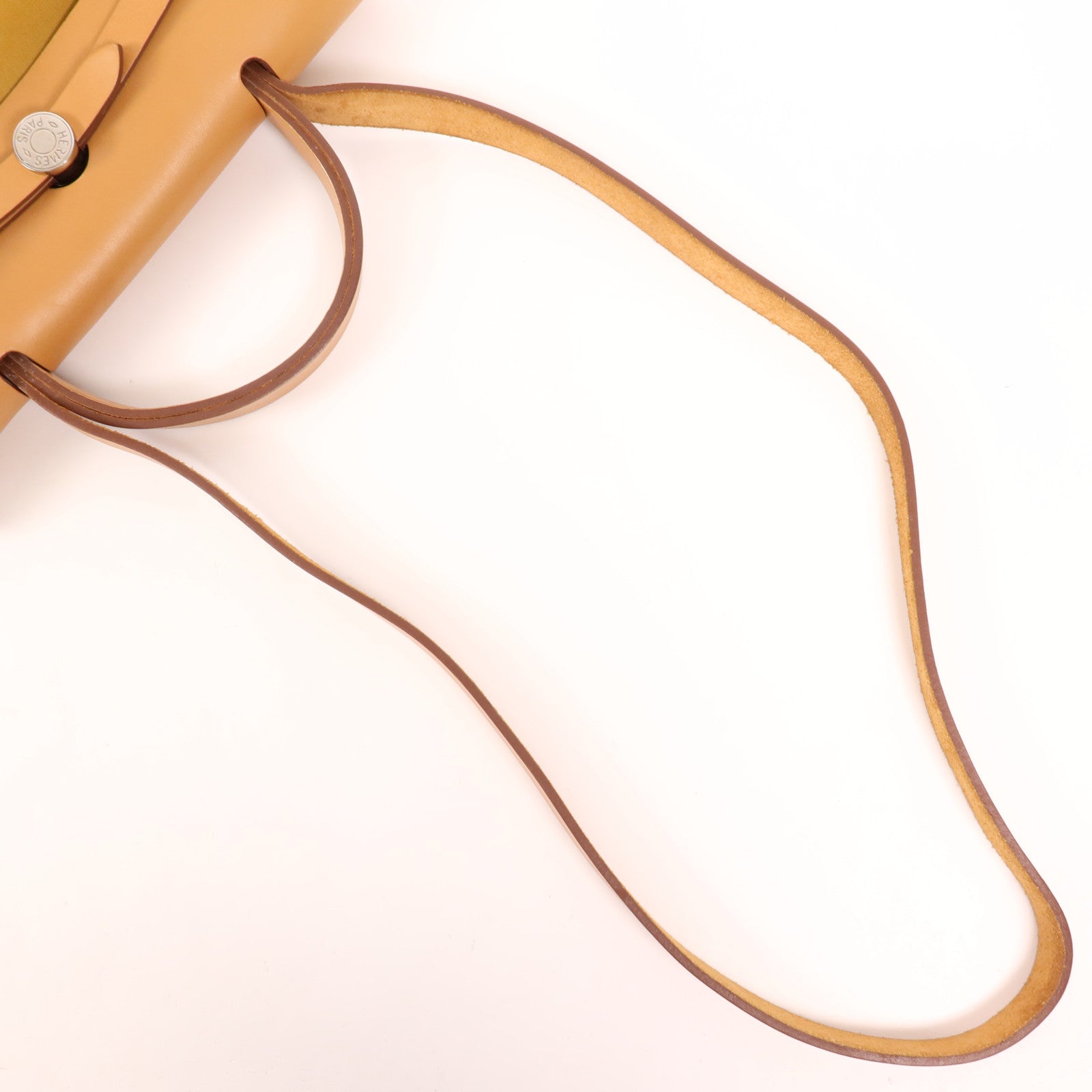 HERMES 帆布/皮革Herbag PM銀扣手挽肩背兩用袋Jaune Ambre