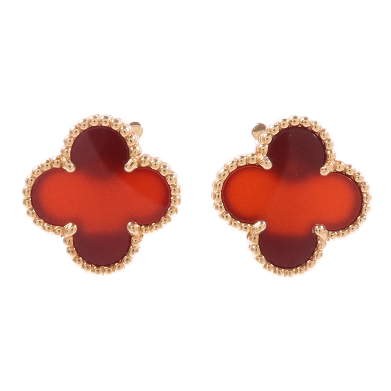Van Cleef & Arpels 18K黃金Vintage Alhambra Earrings紅玉髓耳環