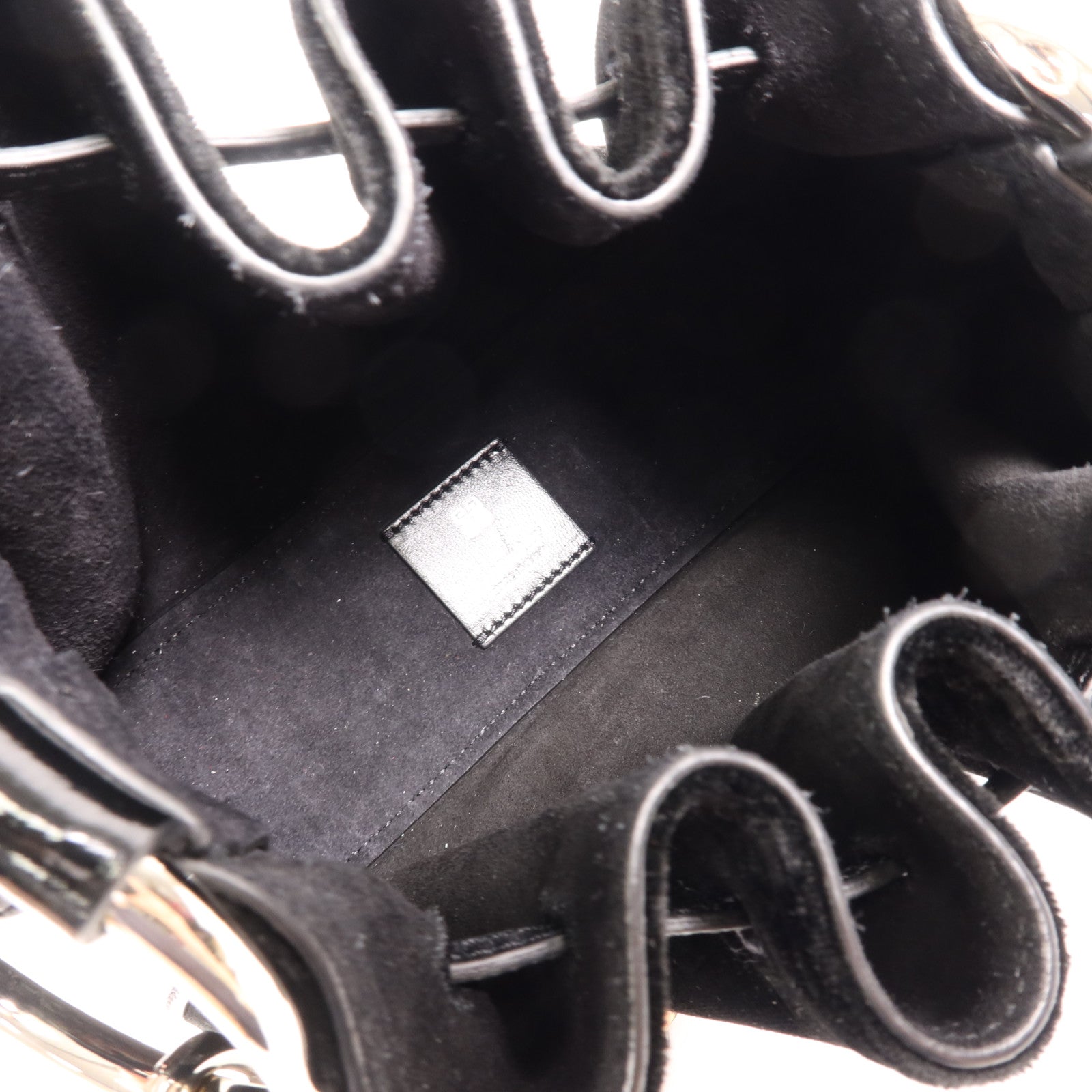 GIVENCHY 天鵝絨/牛皮皮革Shoulder Bag銀扣手挽肩背兩用袋