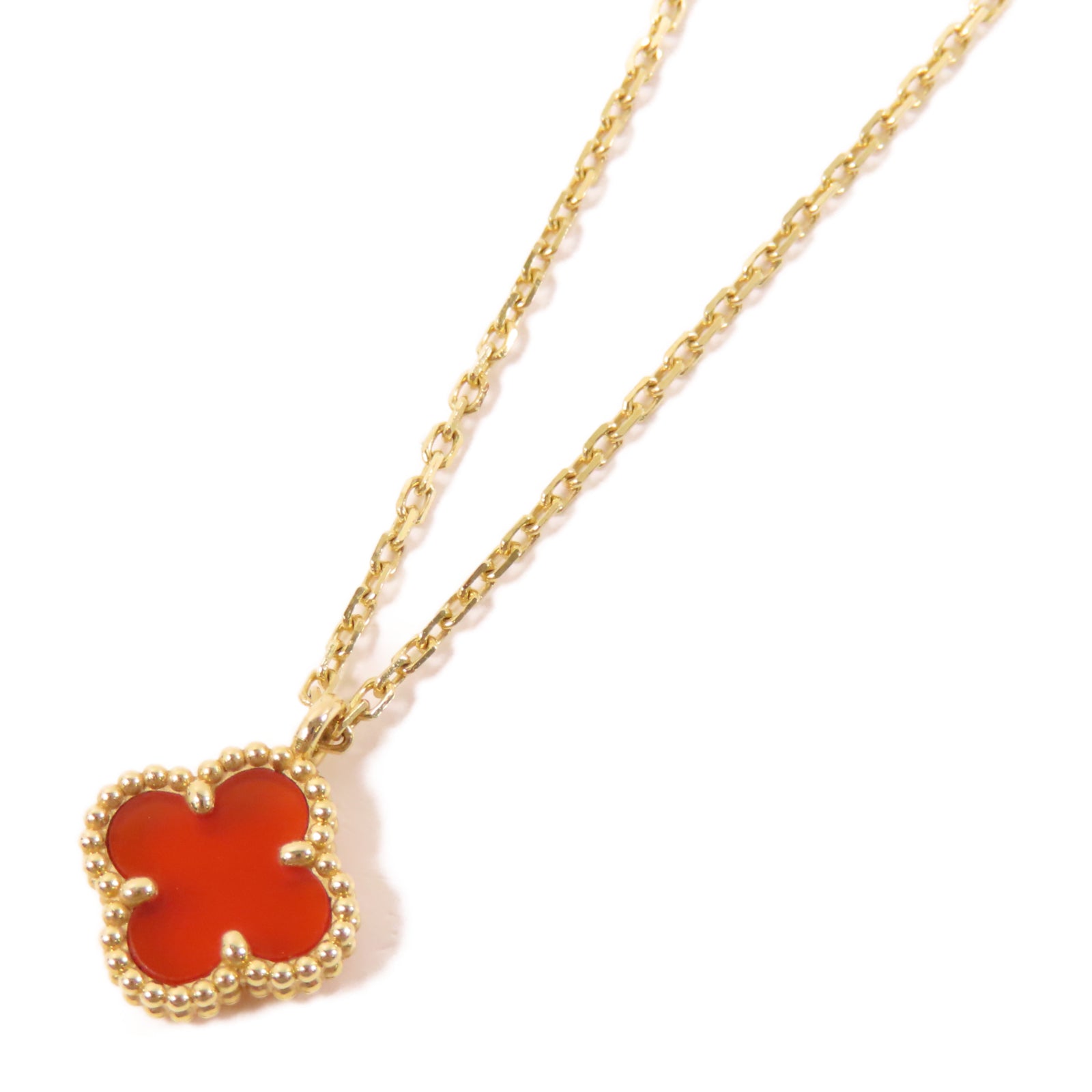 Van Cleef & Arpels 18K黃金Vintage Alhambra Necklace項鏈金色/紅色