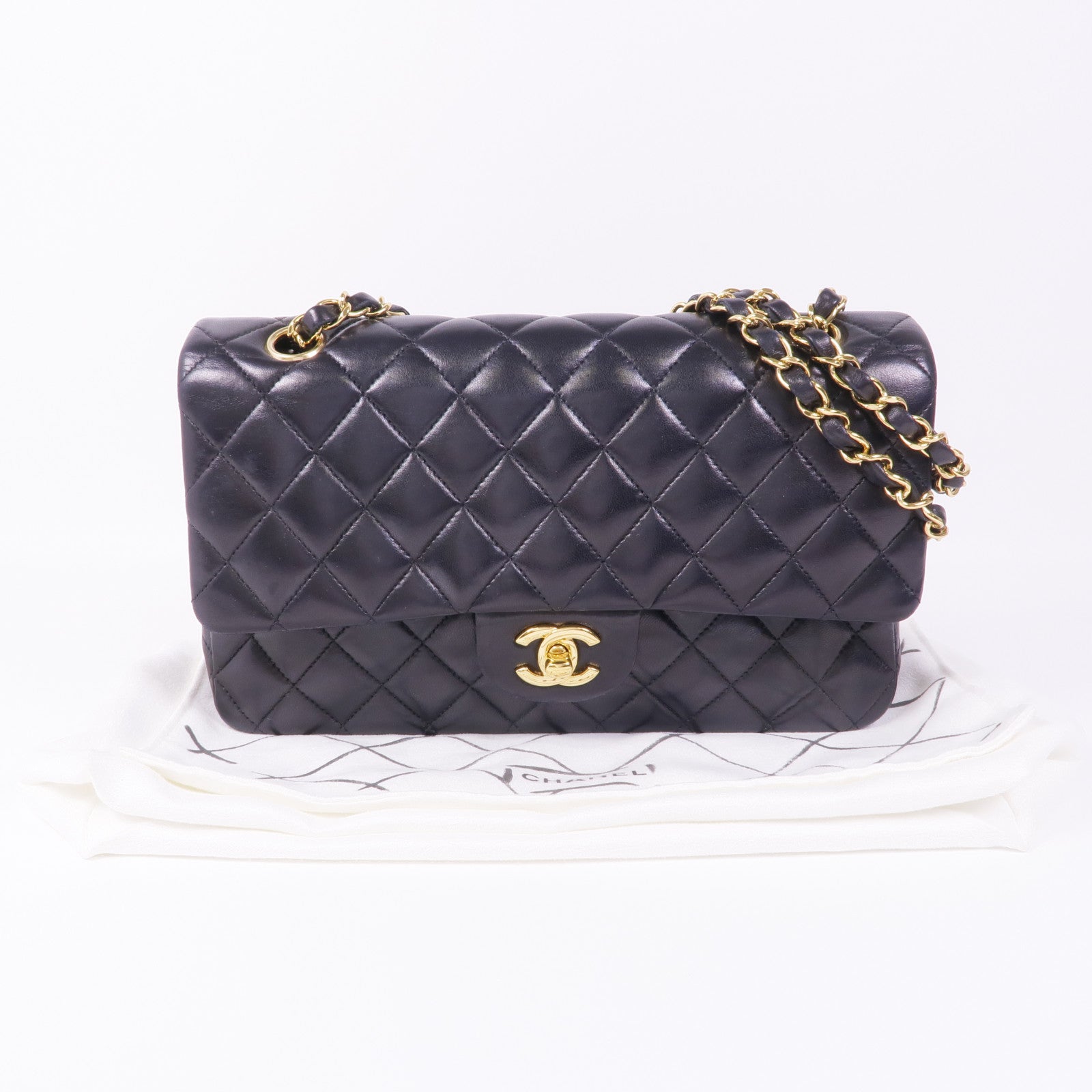 CHANEL 羊皮皮革Classic 25金扣手挽肩背兩用袋