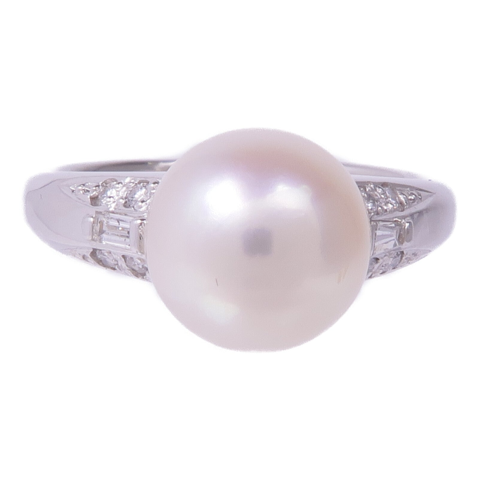 JEWELRY PT900鉑金Pearl Diamond Ring珍珠/鑽石戒指US#6.25