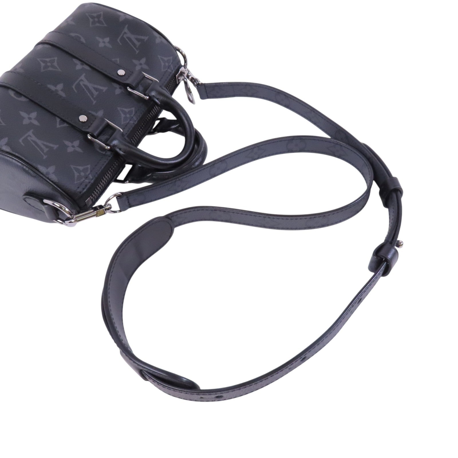 LOUIS VUITTON Monogram Eclipse Keepall XS銀扣手挽肩背兩用袋