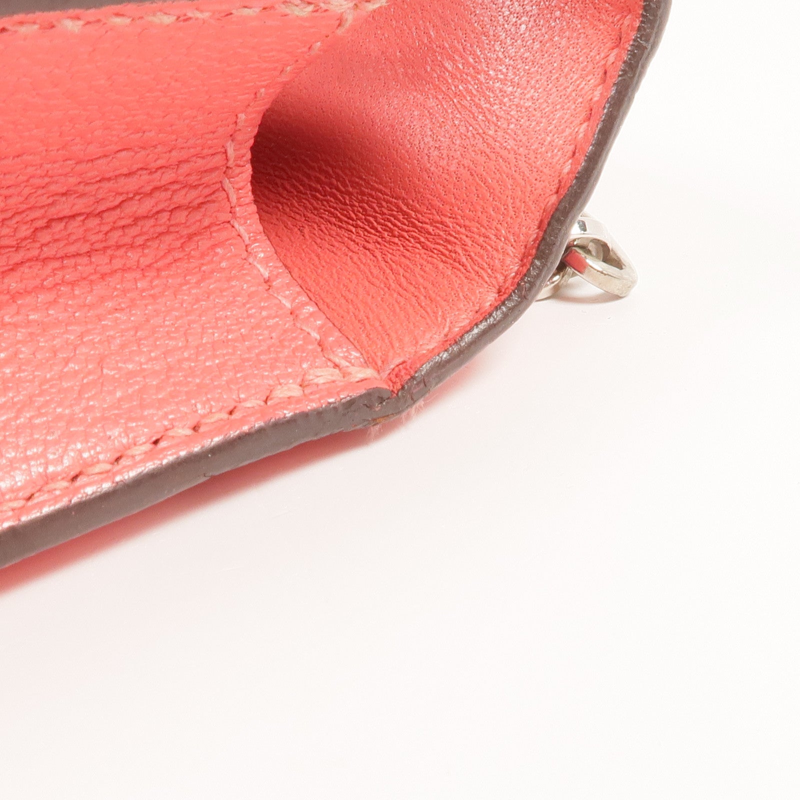 HERMES Chevre皮革Verrou Mini銀扣鏈帶肩背袋Rose Lipstick