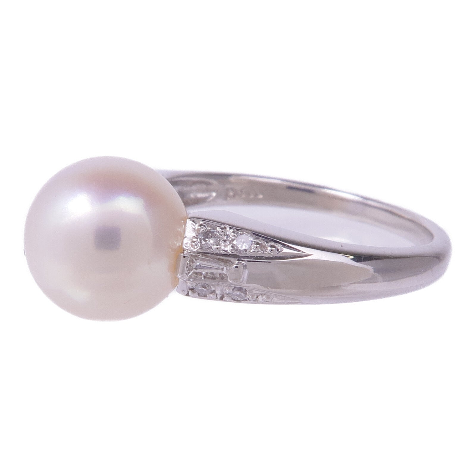 JEWELRY PT900鉑金Pearl Diamond Ring珍珠/鑽石戒指US#6.25