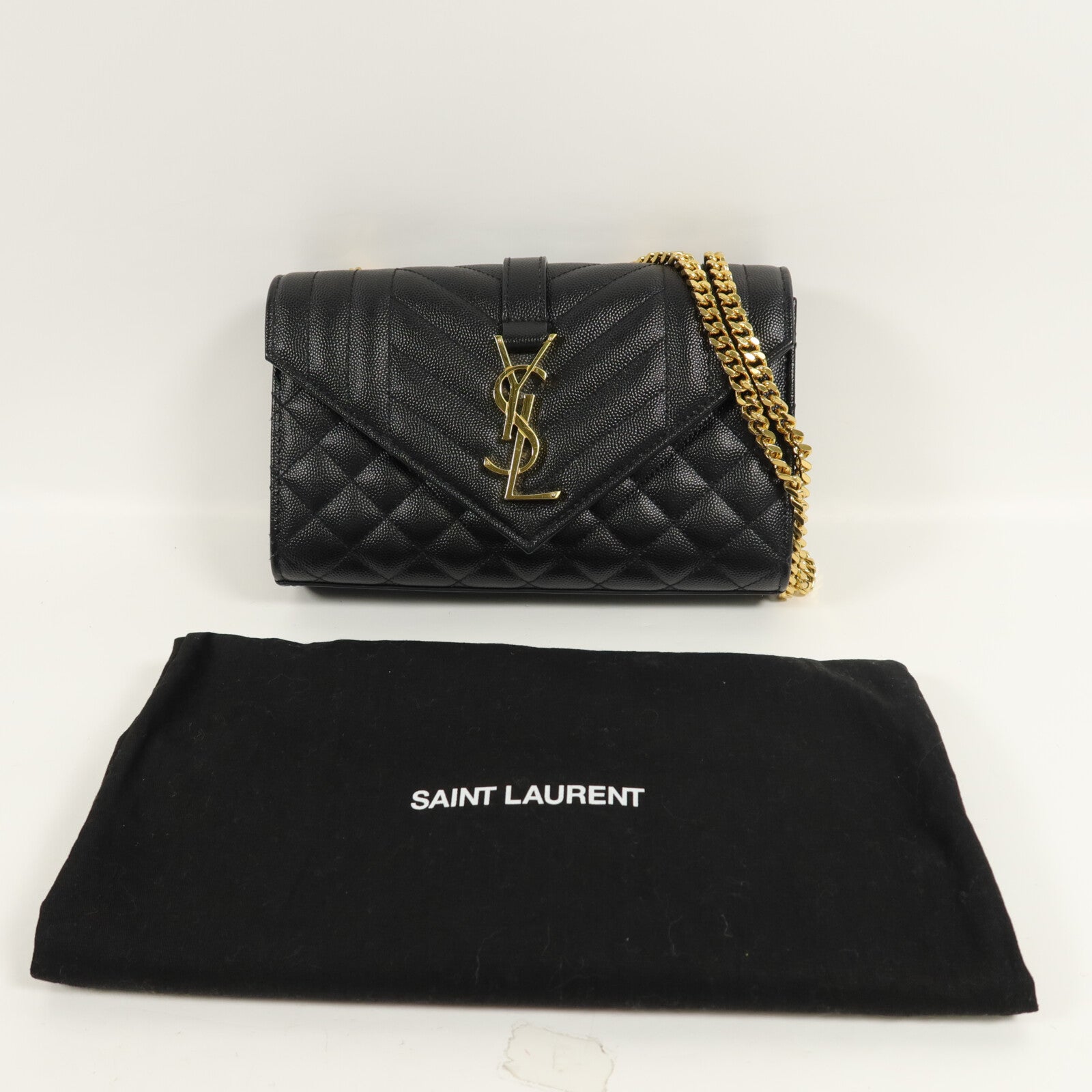SAINT LAURENT 牛皮皮革Envelope鏈帶肩背袋