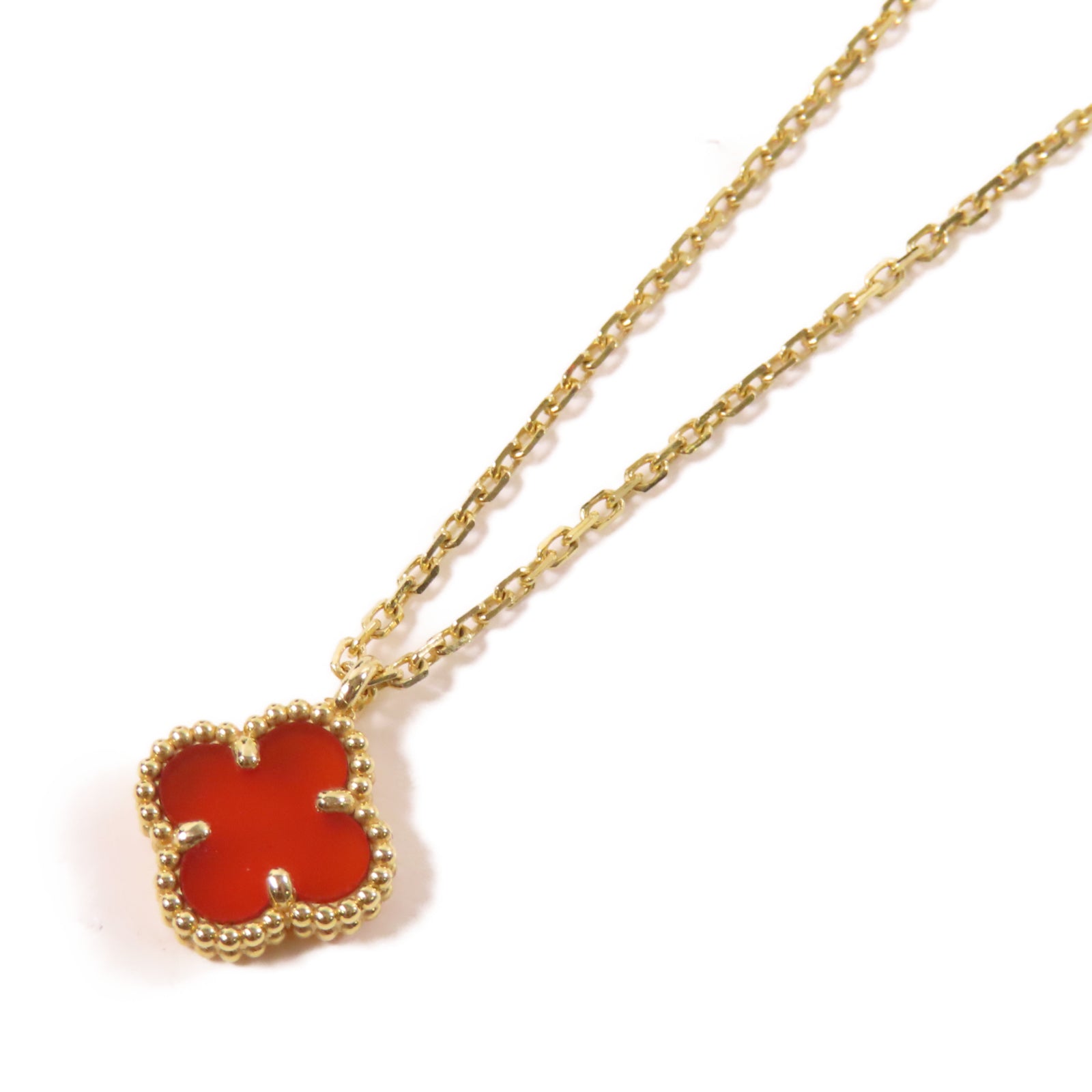 Van Cleef & Arpels 18K黃金Vintage Alhambra Necklace項鏈金色/紅色