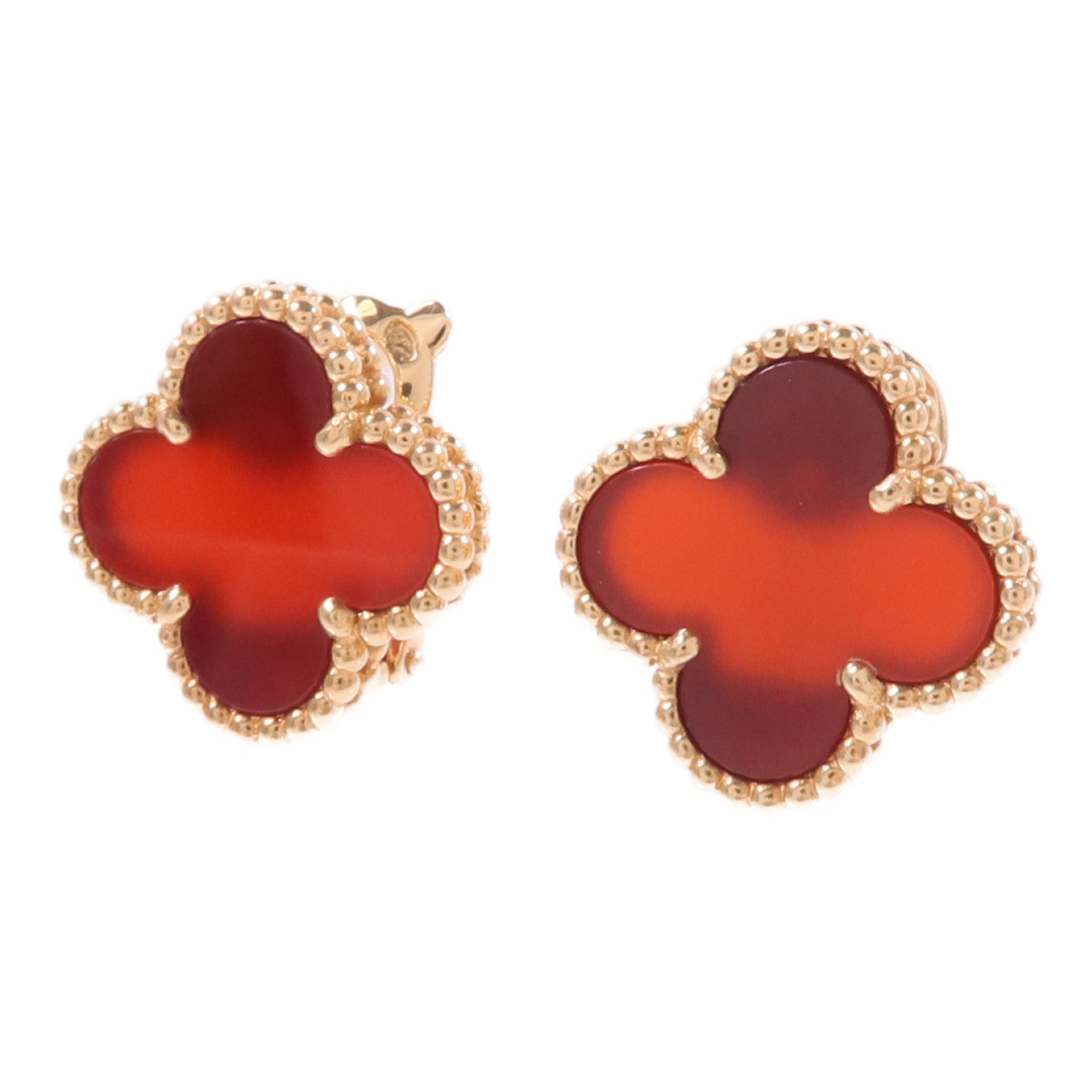 Van Cleef & Arpels 18K黃金Vintage Alhambra Earrings紅玉髓耳環