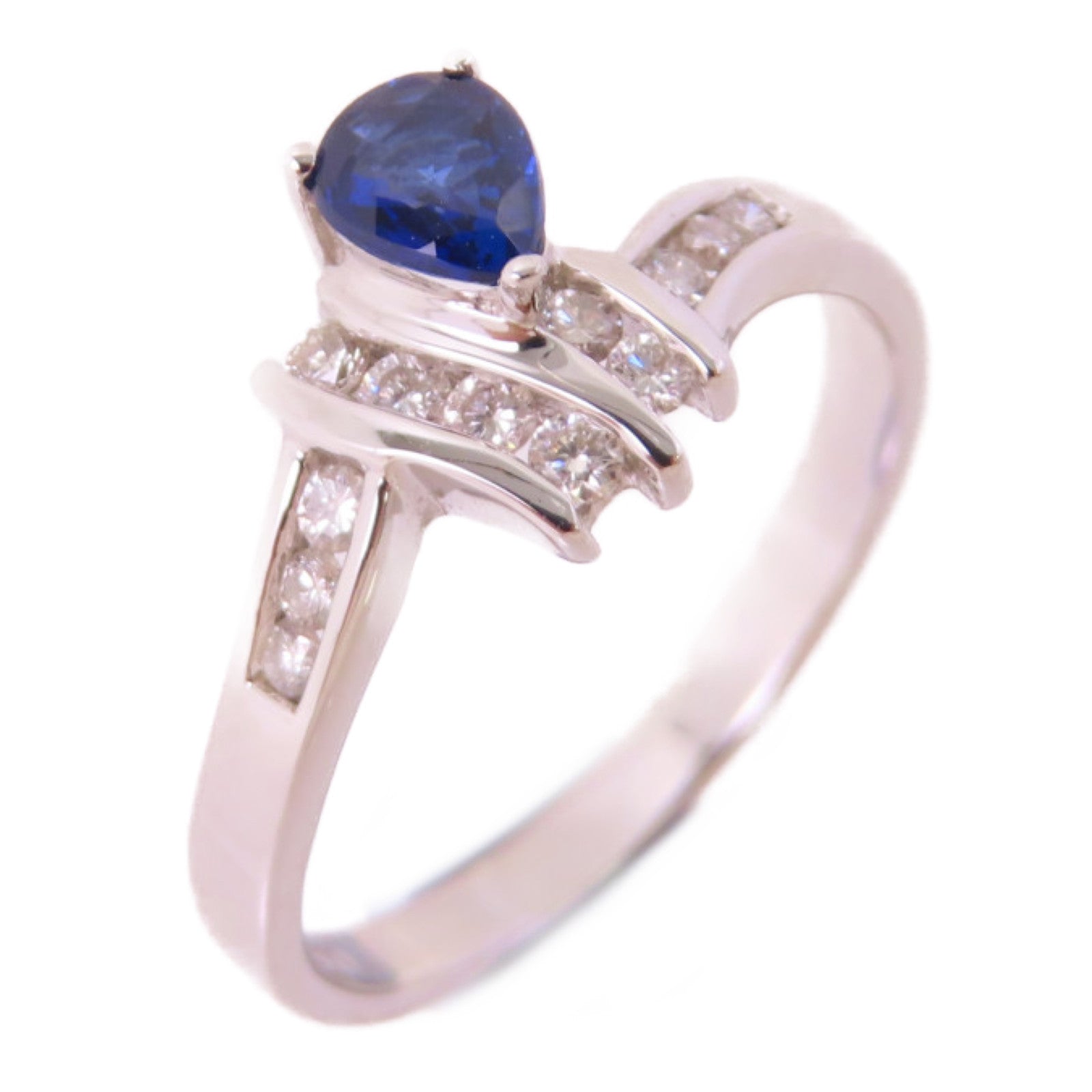 JEWELRY (PRICE DOWN) 0.38ct Sapphire 0.18ct Diamond Ring US#6.5 18K White Gold