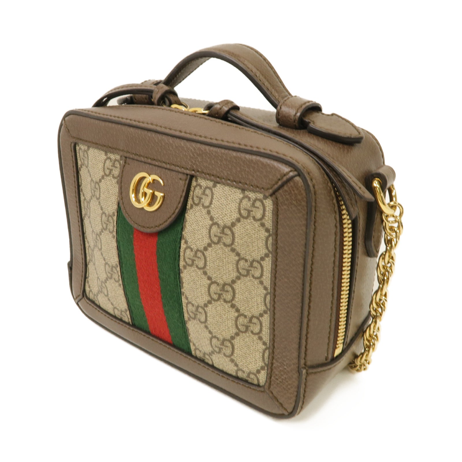 GUCCI 塗層帆布Ophidia GG Mini金扣肩背袋棕色